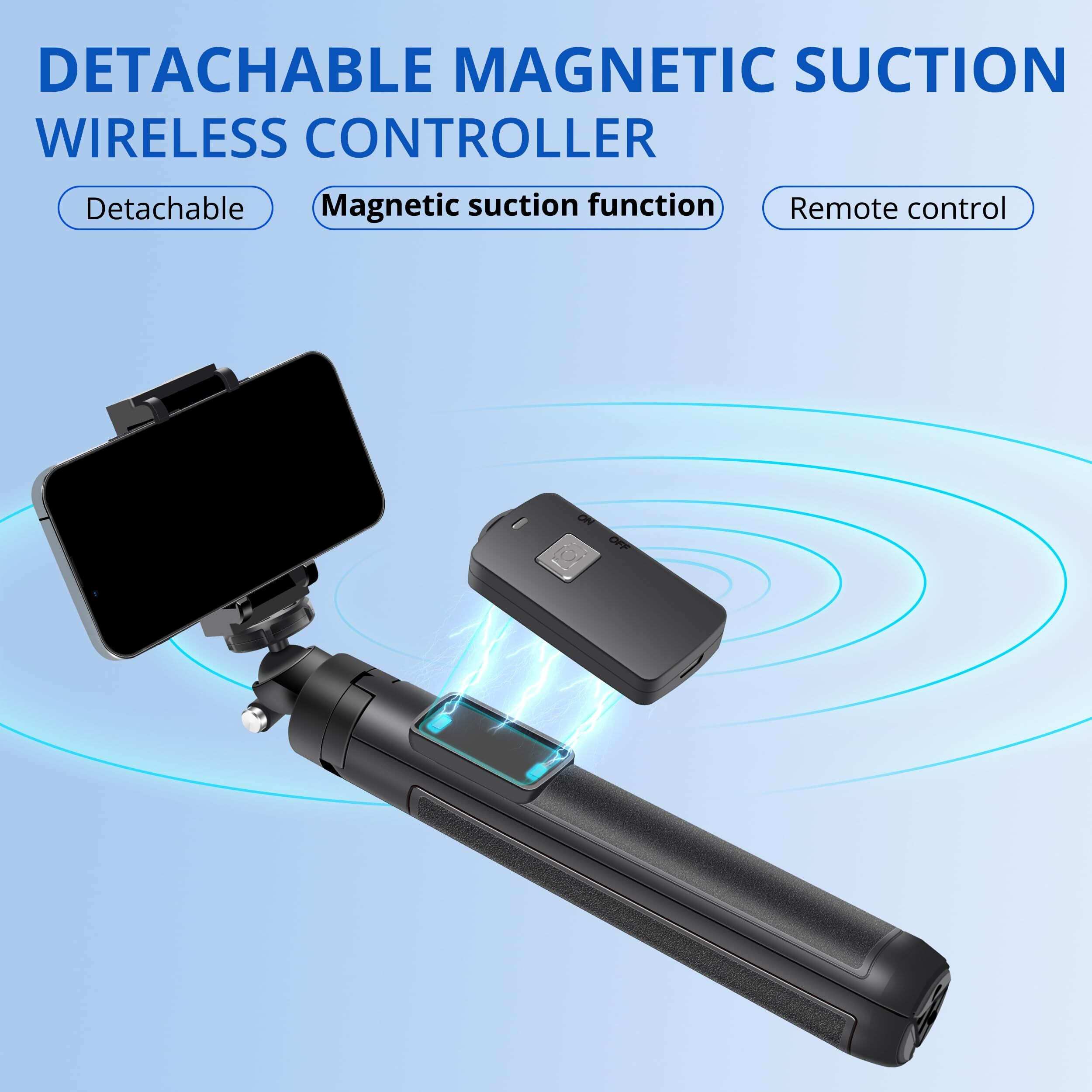 Bluehorn Extendable 62 Inches Aluminum Alloy Selfie Stick Phone Tripod Stand New Model With Wireless Remote Shutter Compatible With All Cell Phones/Live Stream/Vlog/Iphone 16/15/14/13/Android