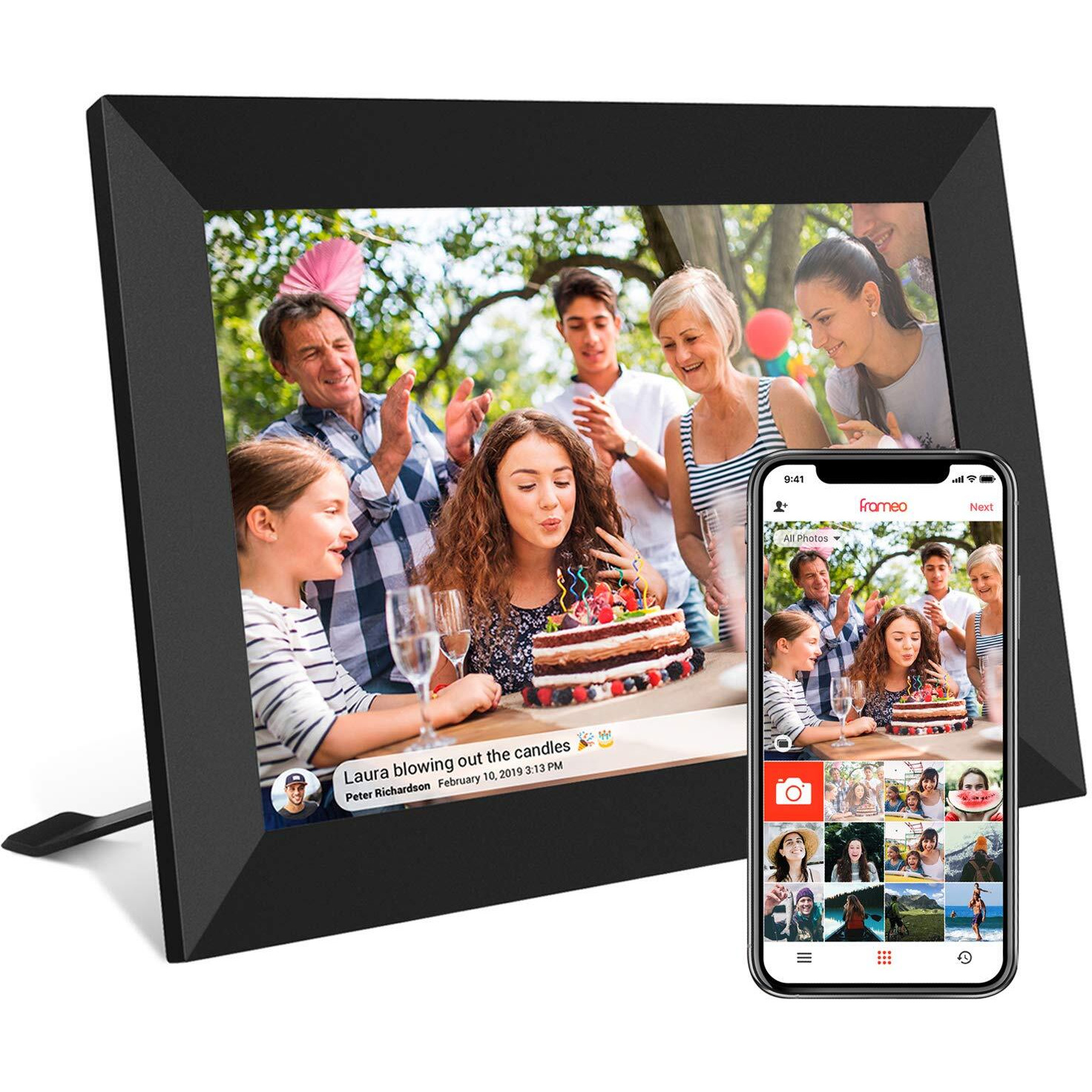 32Gb Frameo 10.1 Inch Smart Wifi Digital Photo Frame 1280X800 Ips Lcd Touch Screen, Auto-Rotate Portrait And Landscape, Built In 32Gb Memory, Share Moments Instantly Via Frameo App From Anywhere