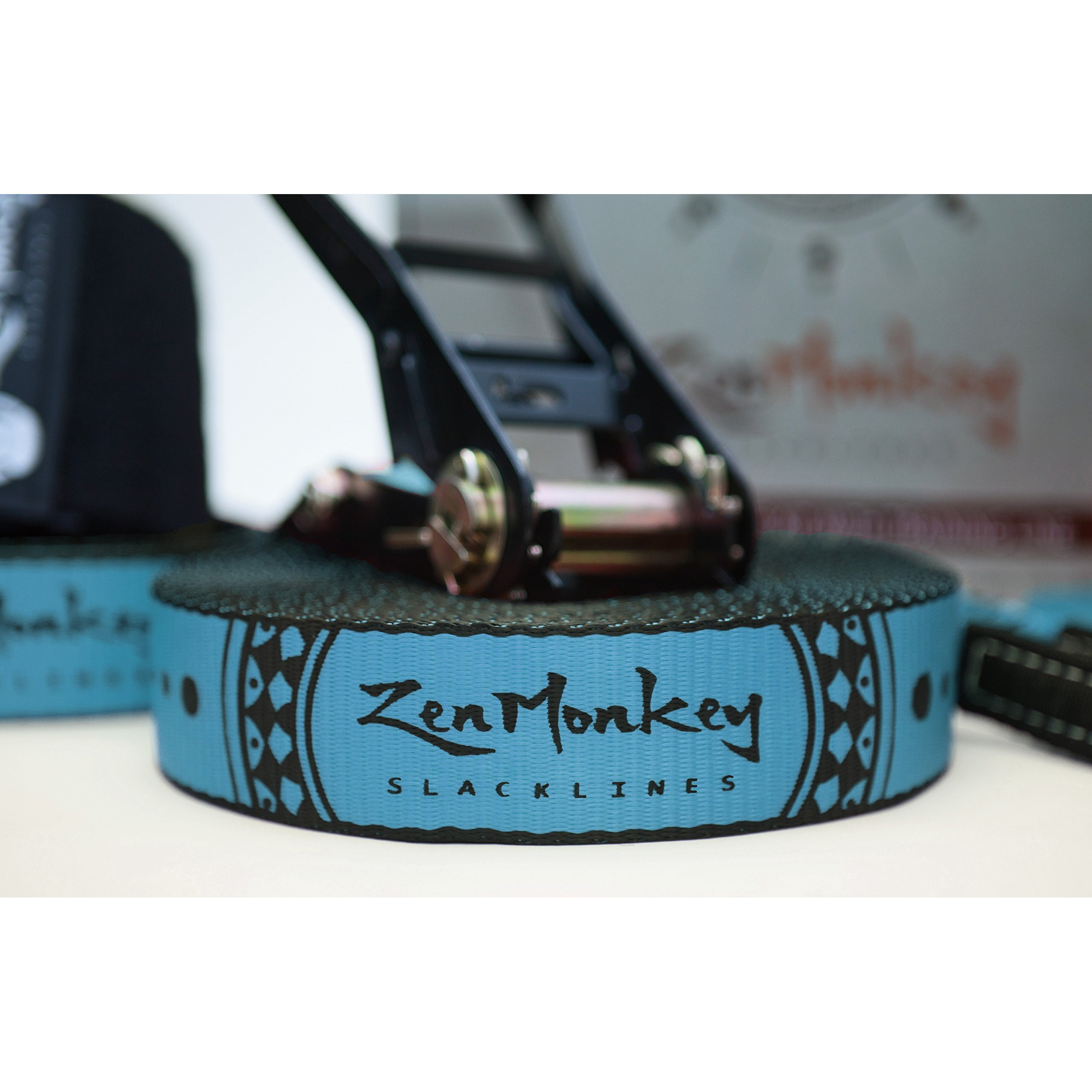 Zenmonkey Slackline Kit With Tree Protectors, Cloth Carry Bag And Instructions, 60 Foot - Easy Setup For The Family, Kids And Adults