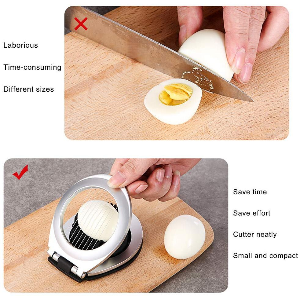 Egg Slicer, Bibury Egg Slicer For Hard Boiled Eggs, Heavy Duty Egg Cutter For Egg Strawberry Mushroom Soft Fruit, Stainless Steel Wire With 3 Slicing Styles, Easy To Clean