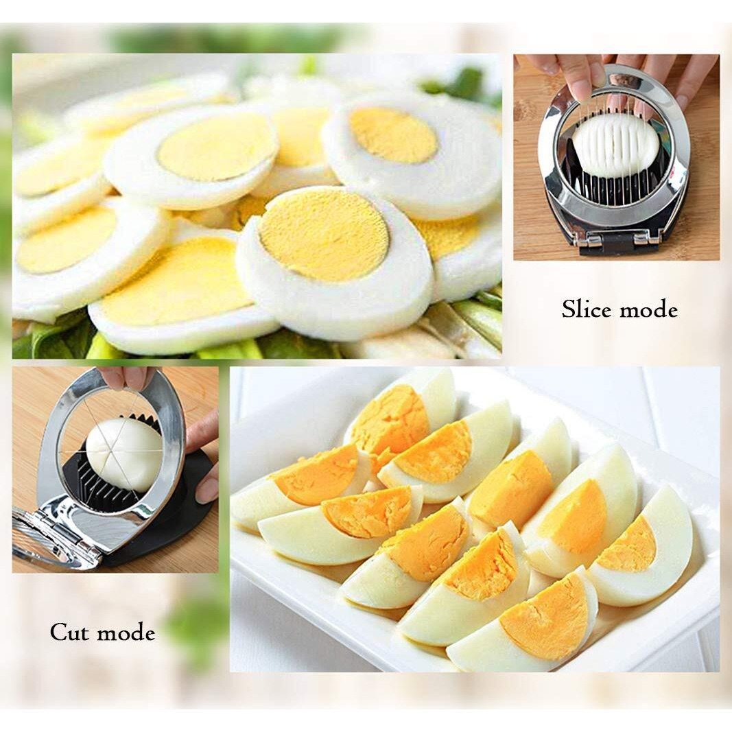 Egg Slicer, Bibury Egg Slicer For Hard Boiled Eggs, Heavy Duty Egg Cutter For Egg Strawberry Mushroom Soft Fruit, Stainless Steel Wire With 3 Slicing Styles, Easy To Clean
