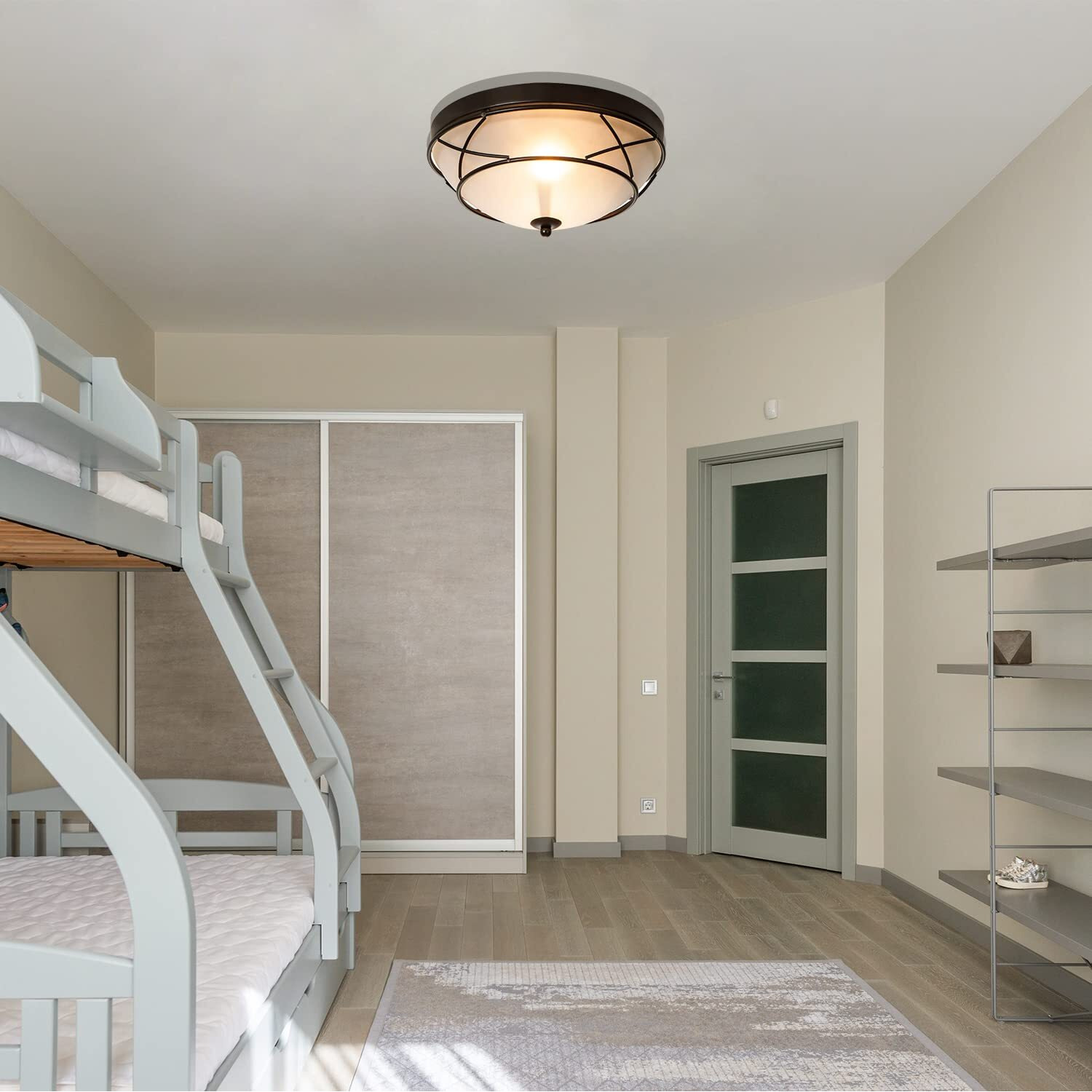 Loclgpm Black Classic Dome Ceiling Light Flush Mount,2-Light Bronze Lighting Fixtures Frosted Glass Farmhouse Ceiling Lamp For Living Room Kitchen Bedroom Hallway Entryway Staircase Indoor/Outdoor