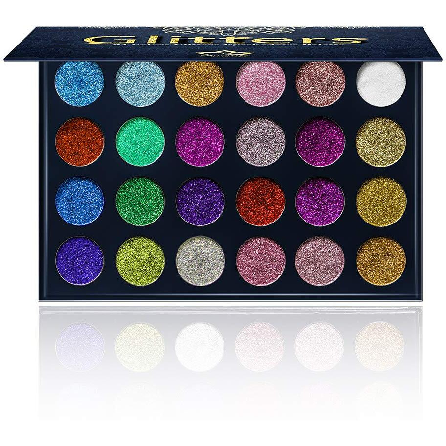 Aolailiya 24 Color Pressed Glitter Eyeshadow Palette - Mineral Ultra Shimmer Makeup Palette Eye Shadow Powder Long Lasting Waterproof