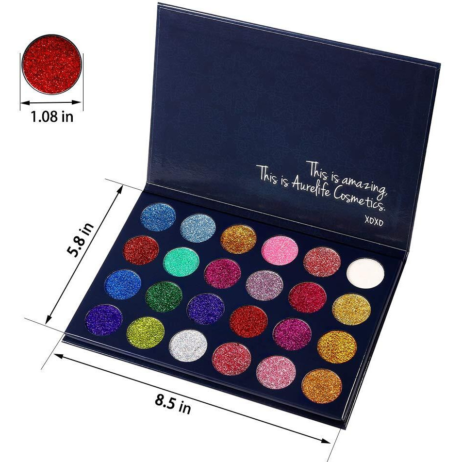 Aolailiya 24 Color Pressed Glitter Eyeshadow Palette - Mineral Ultra Shimmer Makeup Palette Eye Shadow Powder Long Lasting Waterproof