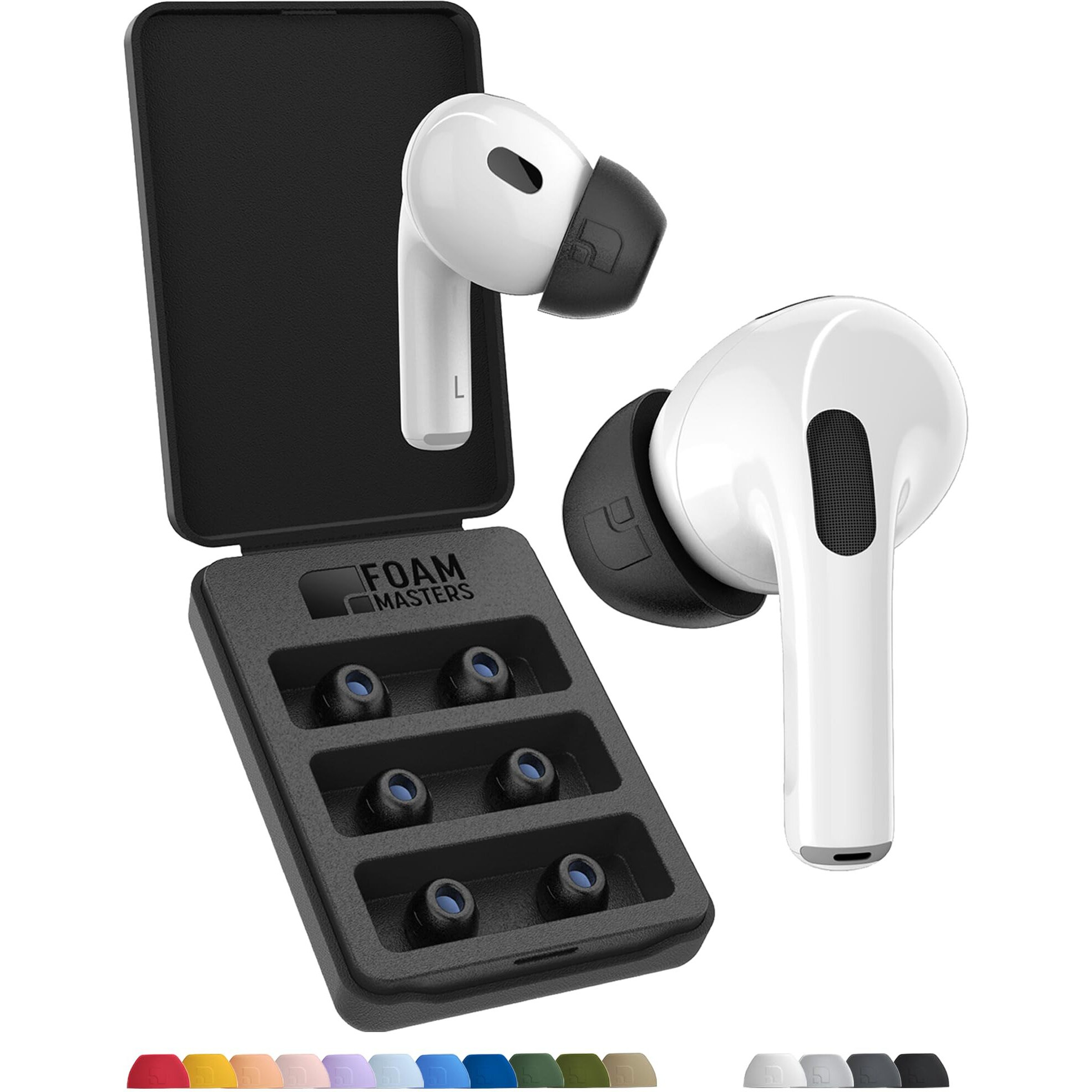 Foam Masters Ultra-Premium Memory Foam Ear Tips For Airpods Pro 1St & 2Nd Gen | 3 Pairs | Black Magic Version 6.0 | Comfortable | Secure | Better Noise Cancellation | Replacement Buds - Black