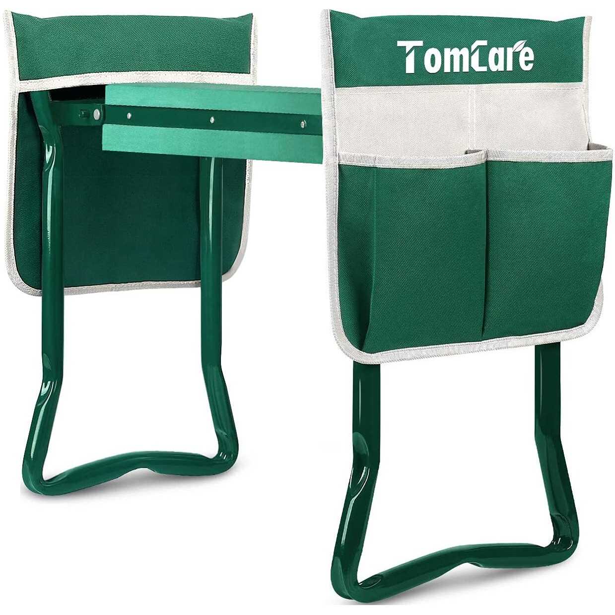 Tomcare Upgraded Garden Kneeler Seat Widen Soft Kneeling Pad Garden Tools Stools Garden Bench With 2 Large Tool Pouches Outdoor Foldable Sturdy Gardening Tools For Gardeners, Green