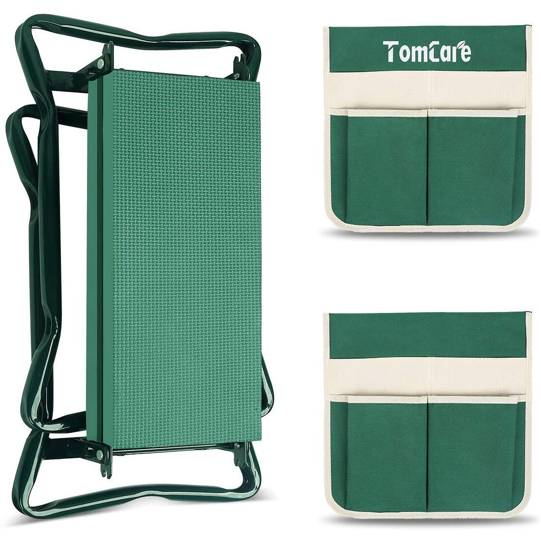 Tomcare Upgraded Garden Kneeler Seat Widen Soft Kneeling Pad Garden Tools Stools Garden Bench With 2 Large Tool Pouches Outdoor Foldable Sturdy Gardening Tools For Gardeners, Green