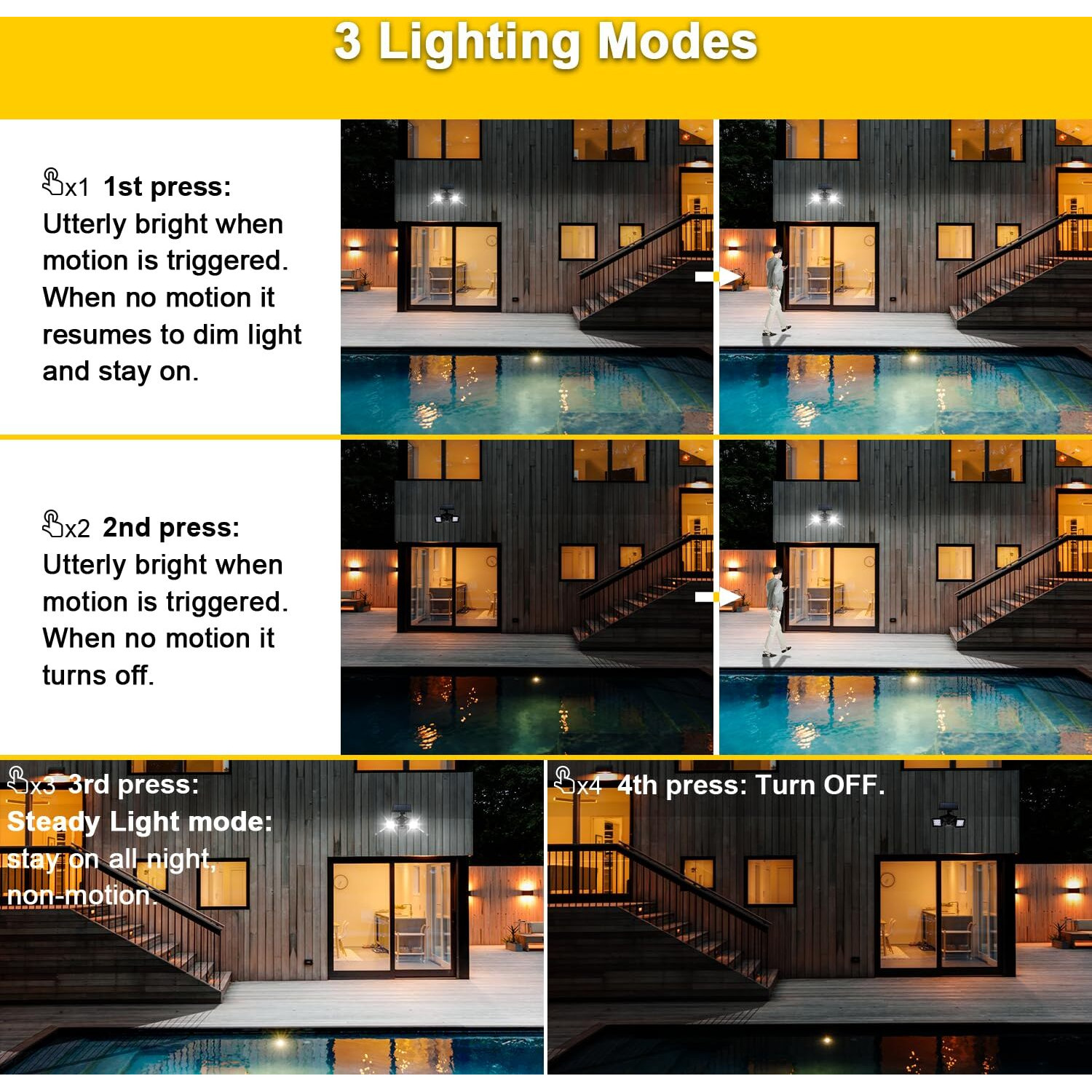 Emaner Motion Sensor Solar Light Outdoor, Dusk To Dawn Cordless Security Led Flood Light, 6000K Very Bright, Solar Powered Landscape Spotlights Waterproof For Garden/Driveway/Porch, (1-Pack)