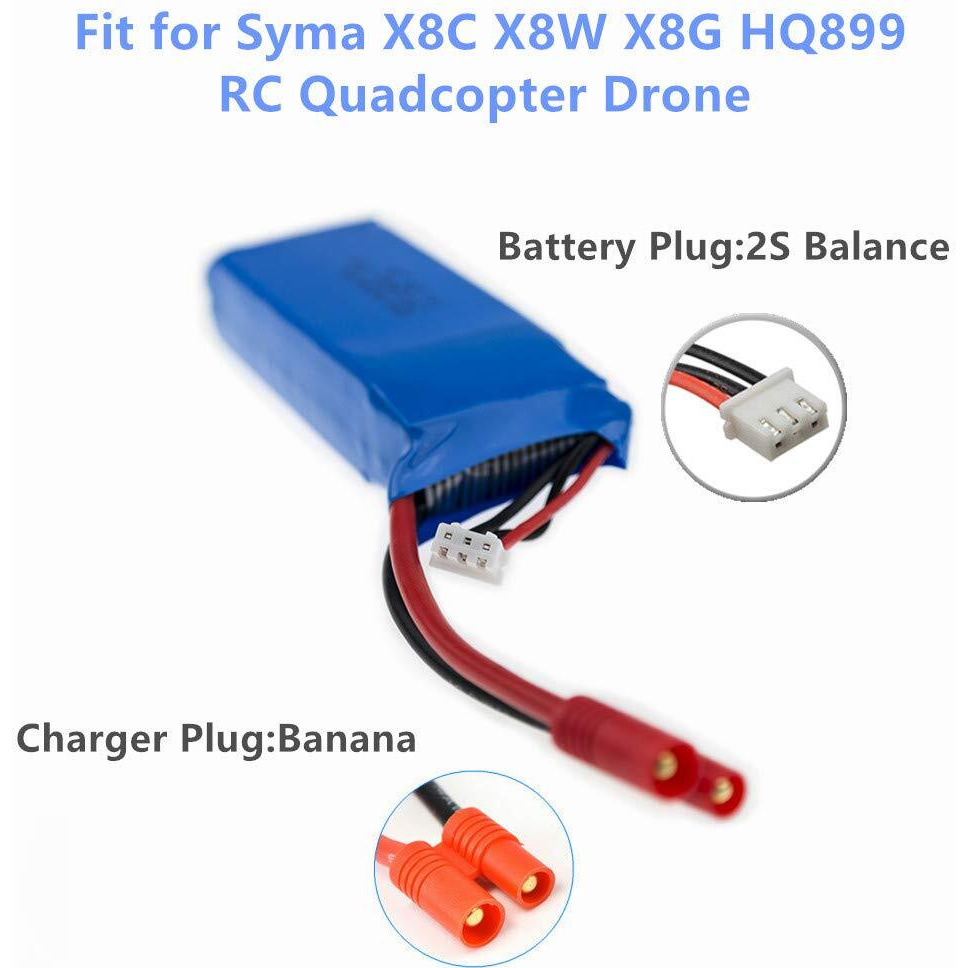 Cbb 7.4V 2500Mah Lipo Battery Banana Plug For Drc-446 Syma X8C X8W X8G Hq899 Rc Quadcopter Parts X8C Battery 2 Pack With Usb Charger