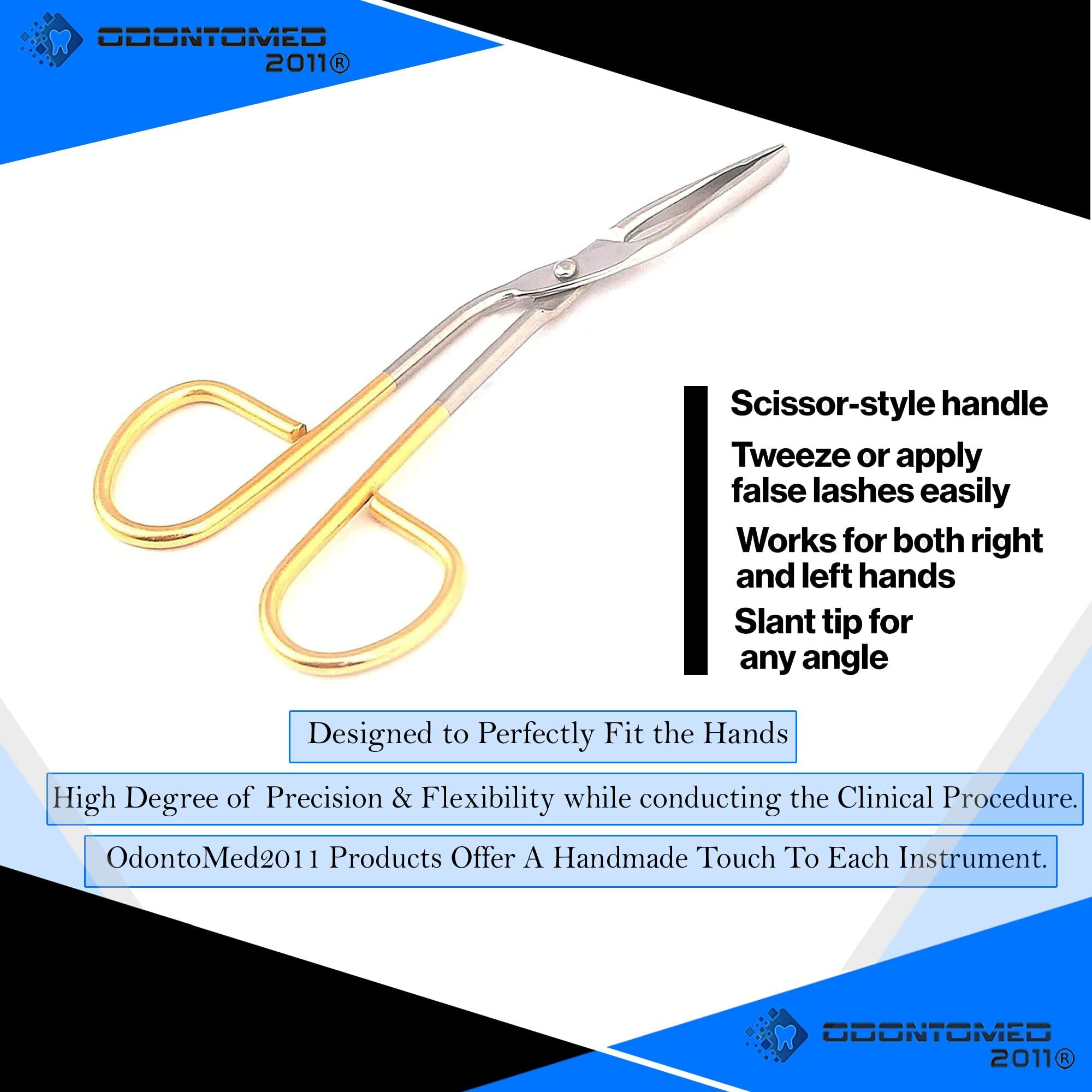 Odontomed2011 Perfectweeze Slant Tip Tweezer 'Eyebrow, With Easy Scissor Handle Gold Color Plated Handle