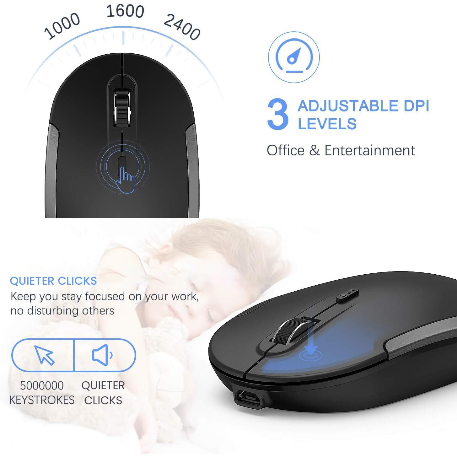 Wireless Keyboard And Mouse, Vssoplor Rechargeable Quiet Full-Size Keyboard And Mouse Combo Set Ultra Slim Design For Laptop, Pc, Notebook, Desktop-Dark Gray