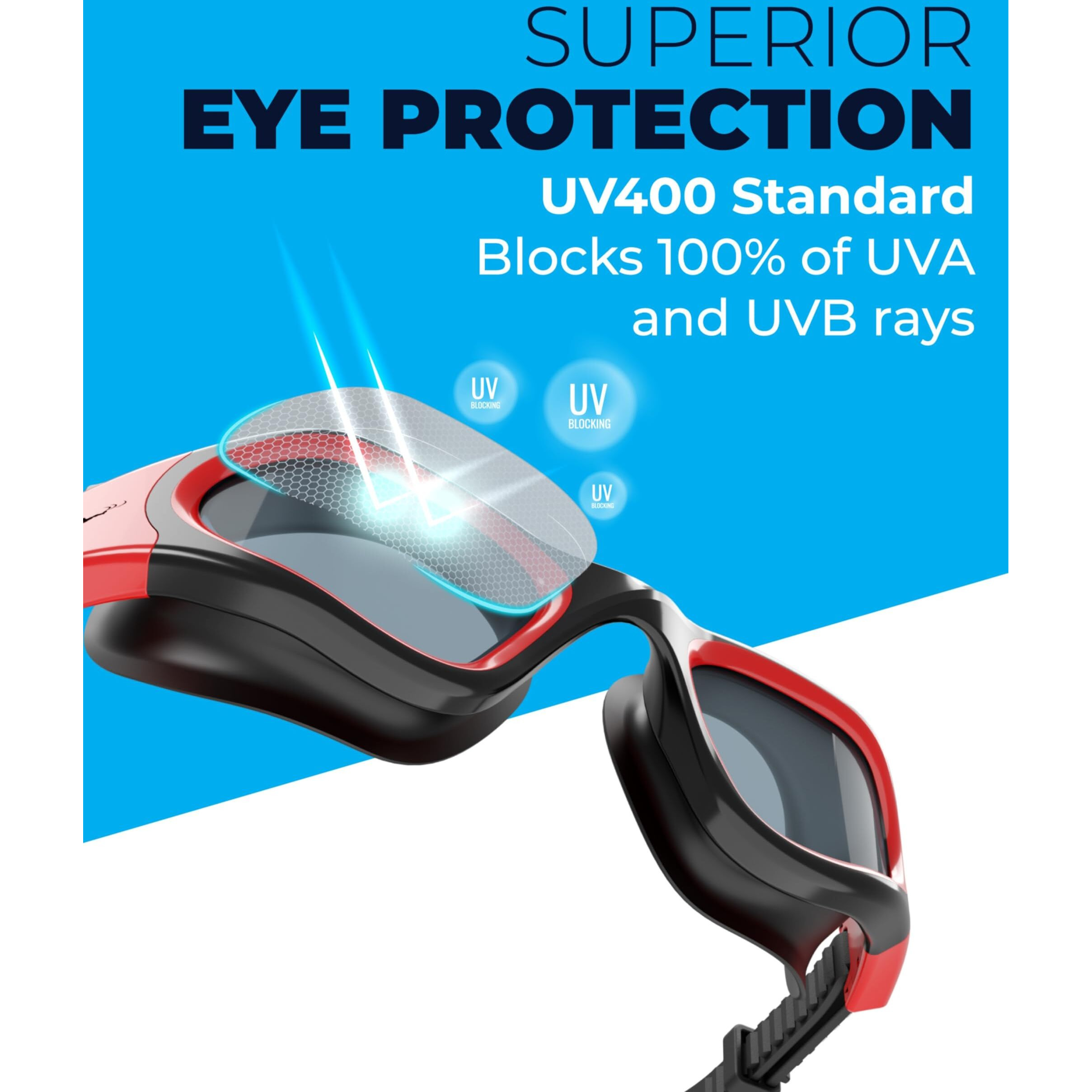 Aqtivaqua Polarized Swim Goggles Swimming Goggles For Adult Men Women Kids 6-14 Youth Girls Boys Childrens Dx-P (All Black Frame, Silver Case, Polarised Lens)