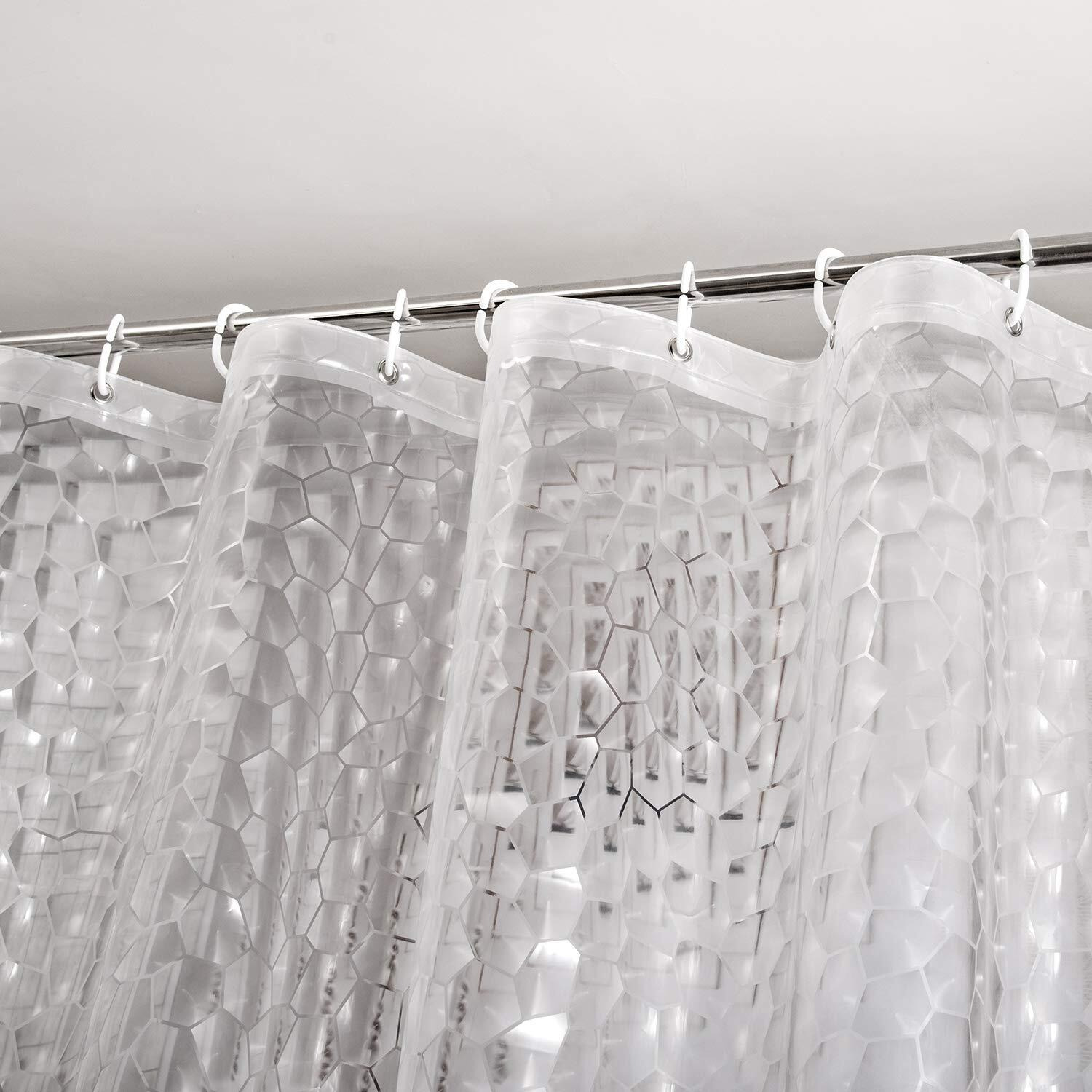 Weltrxe Eva Shower Curtain Liner With Magnets, 72 X 78 Inch Waterproof 3D Water Cube Clear Bathroom Shower Curtains, No Chemical Smell, Heavy Duty, Extra Long For Shower Stall, Bathtubs, 12 Hooks