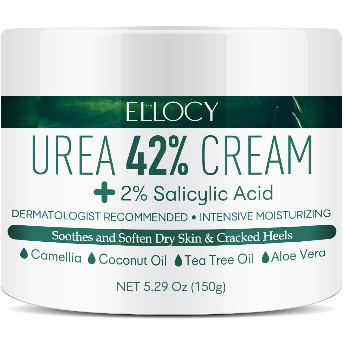 Ellocy Urea 42% Foot Cream For Dry Cracked Heels, Salicylic Acid, 5.29 Oz, Cracked Heel Repair For Dry Cracked, Callus Remover, Nail Repair Cream, Foot Lotion For Dry Cracked Feet