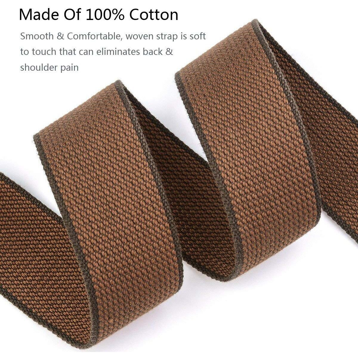 Bestsounds Acoustic Guitar Strap, Soft Cotton & Leather Ends Strap For Electric & Bass Guitars Come With 1 Button & 2 Locks