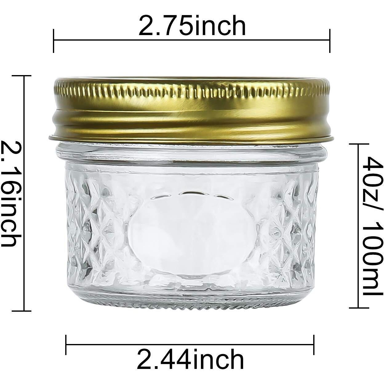 Encheng 4 Oz Glass Jars With Lids And Bands,Small Canning Jars For Caviar,Herb,Jelly,Jams,Mini Wide Mouth Mason Jars For Kitchen Storage Preserving Food And Party Favors 40 Pack