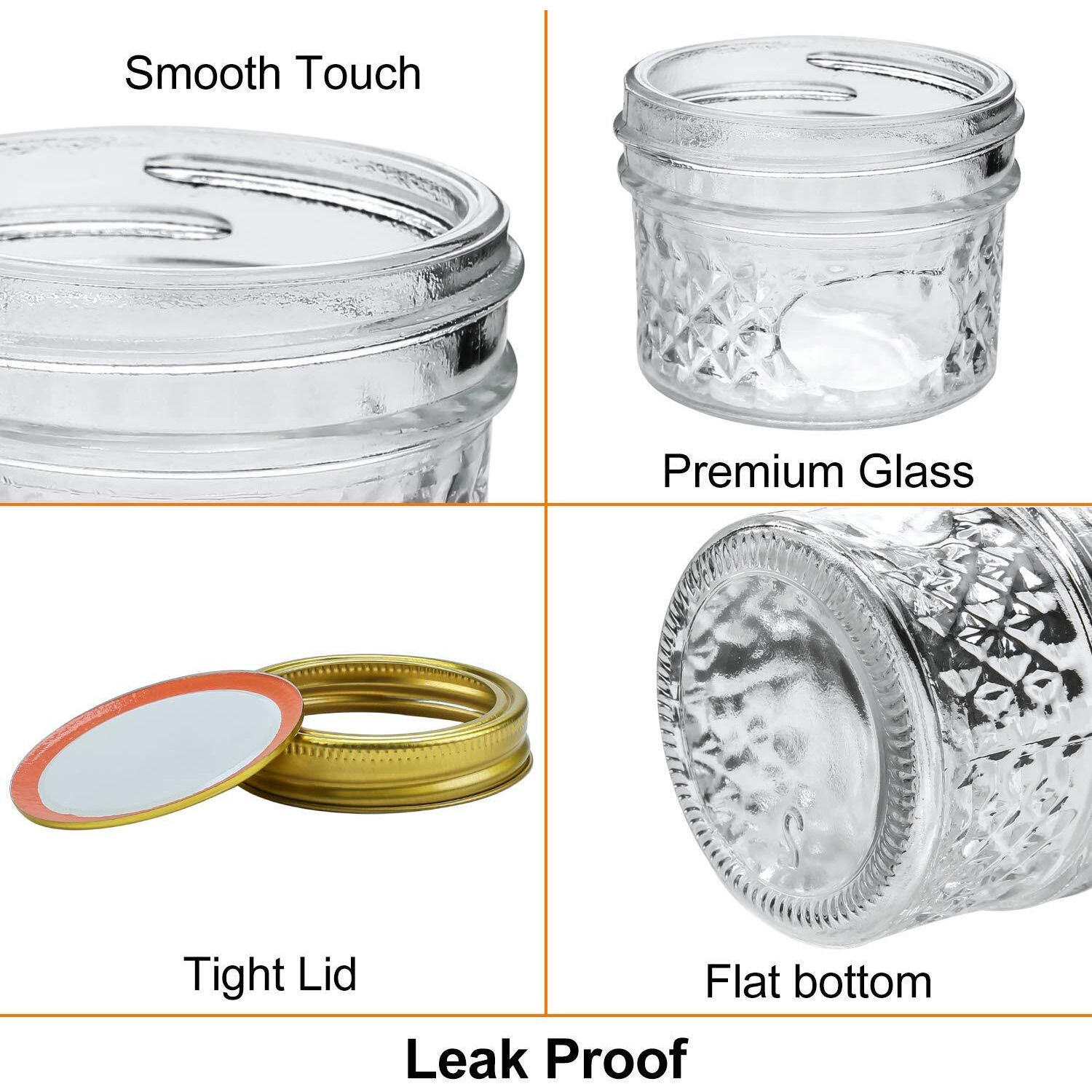 Encheng 4 Oz Glass Jars With Lids And Bands,Small Canning Jars For Caviar,Herb,Jelly,Jams,Mini Wide Mouth Mason Jars For Kitchen Storage Preserving Food And Party Favors 40 Pack