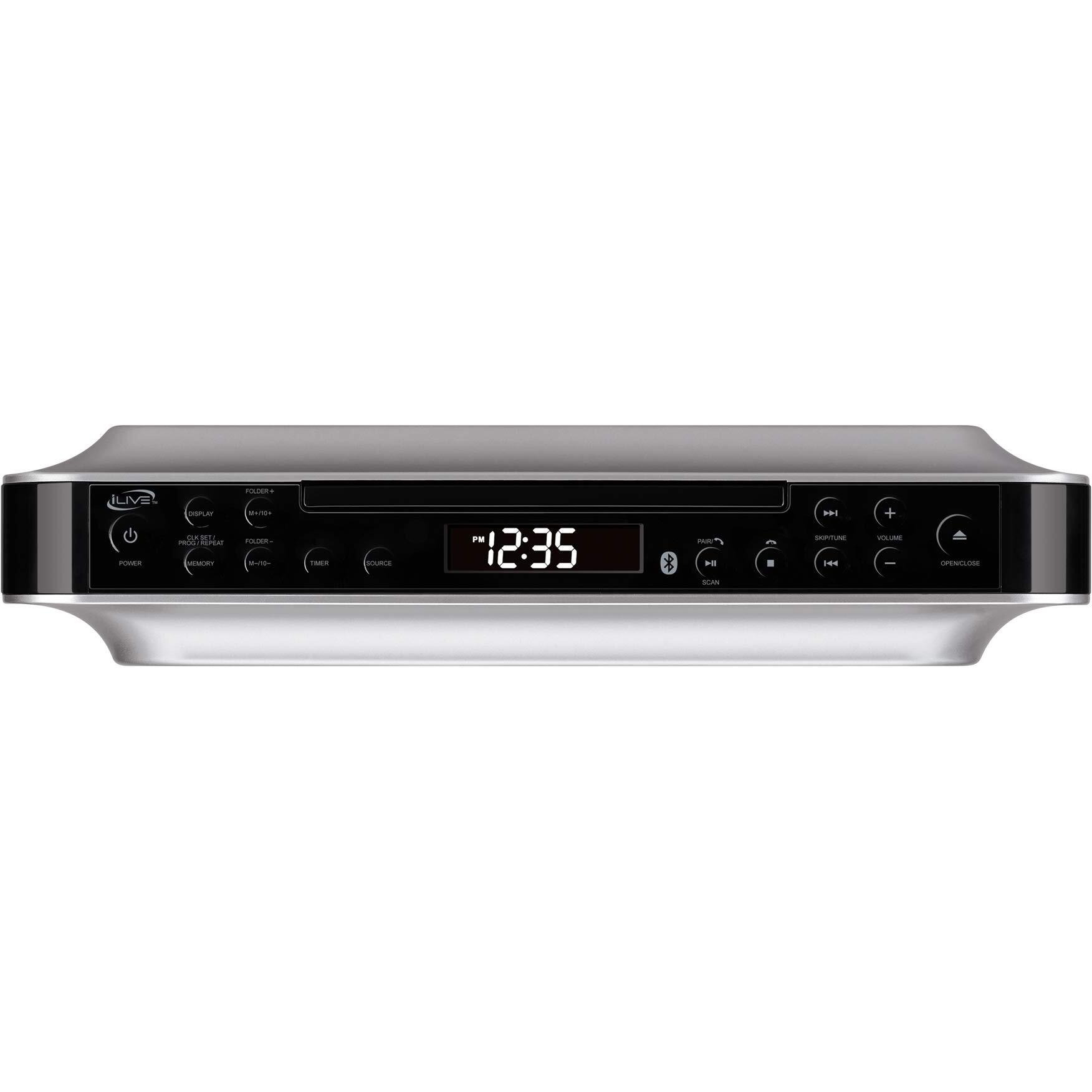 Ilive Bluetooth Under Cabinet Radio (Fm) Cd And Mp3 Player, Usb, Aux In, Wireless Music System With Kitchen Timer, Digital Clock, With Remote Control Ikbc384Smp3U