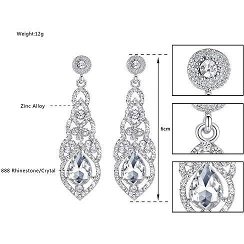 Mecresh Clear Crystal Unique Design Teardrop Dangle Earrings For Bridemaid Or Wedding