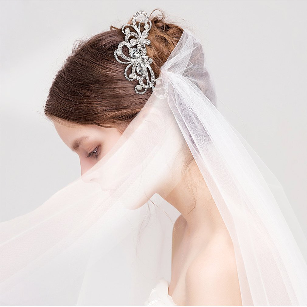Moamun 23Pcs Wedding Hair Comb Set, Bridal Hair Accessories, Rhinestone Hairs Combs Crystal Pearl Hairs Pins Clips For Bridesmaids Flower Girl Prom