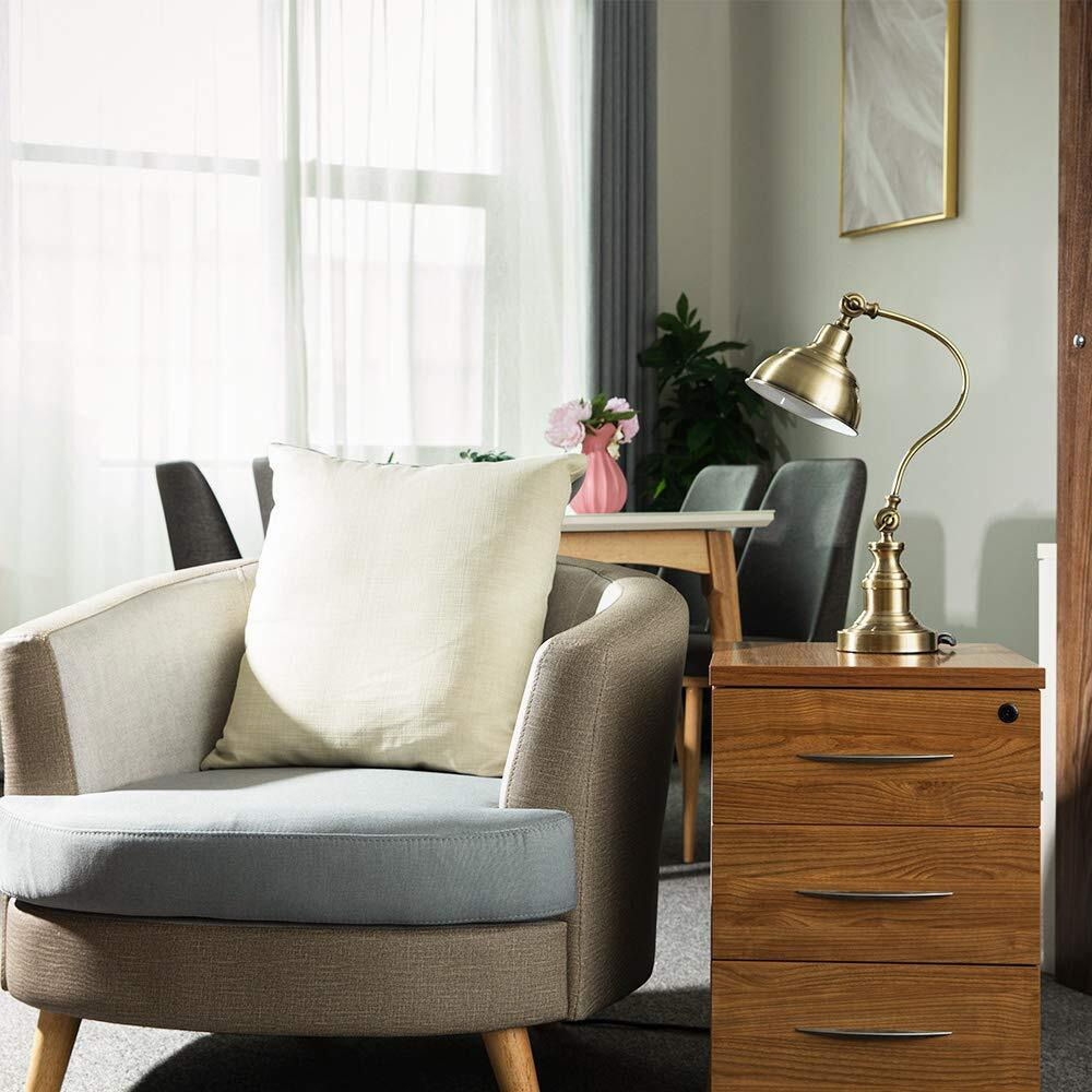 Melunar Brass Desk Lamp, Adjustable Table Lamp, Vintage Task Lamp With Rotary Shade Adjustable Height, Rechargeable Lamps For Coffeetable Restaurant Bedroom Dinner Lighting