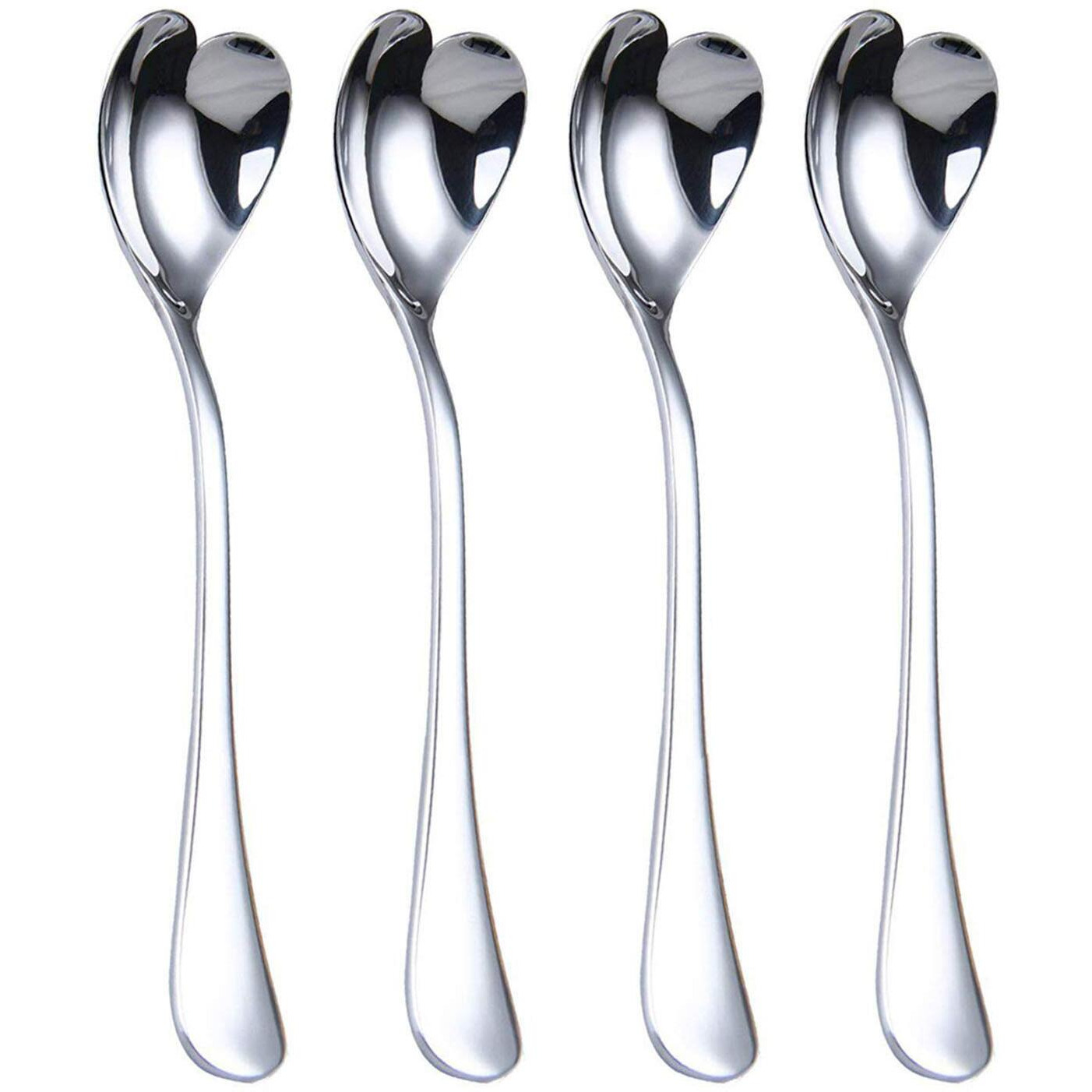 Hissf Heart Shaped Spoons, 18/10 Stainless Steel Spoon Set 4 Pack, 6.7 Inches, Dessert Spoon, Ice Cream Spoons, For Tea, Cocktail, Sugar