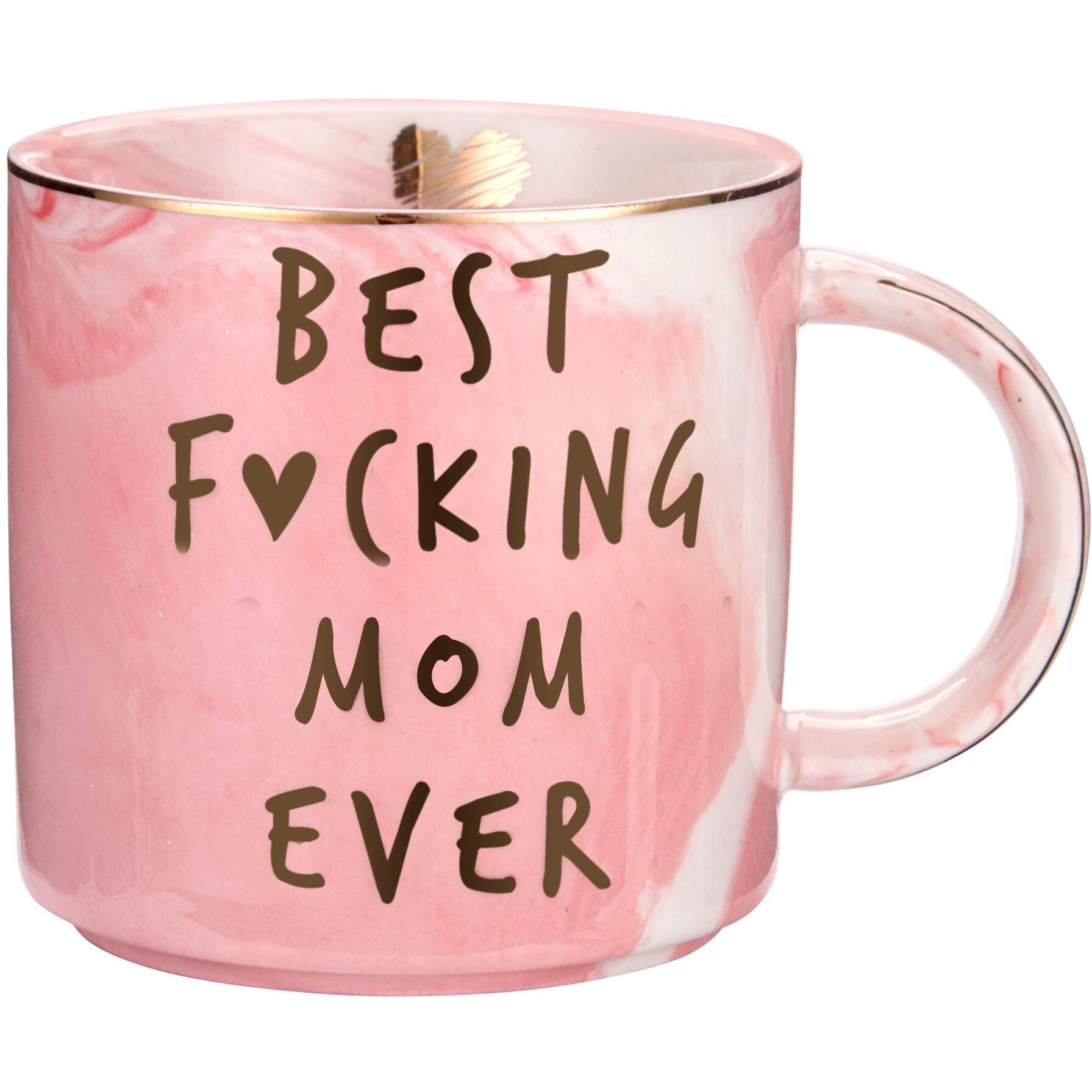 Hendson Mom Gifts For Women - Best Mom Ever - Funny Mom Birthday Gift Ideas, New Mom, Pregnancy Congratulations Gifts For First Time Moms And Mother To Be - Pink Marble Mug, 11.5Oz Coffee Cup