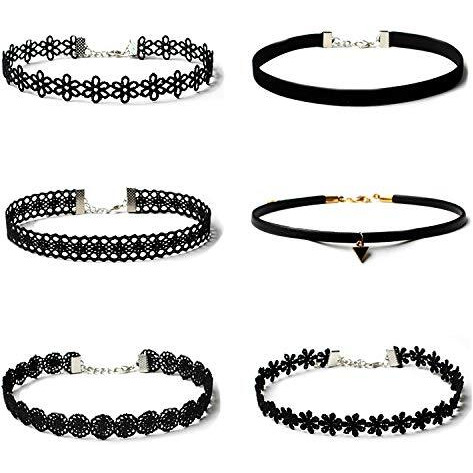 Maxforever 6 Pcs Necklaces Black Velvet Choker Set Classic Gothic Tattoo Lace Chokers