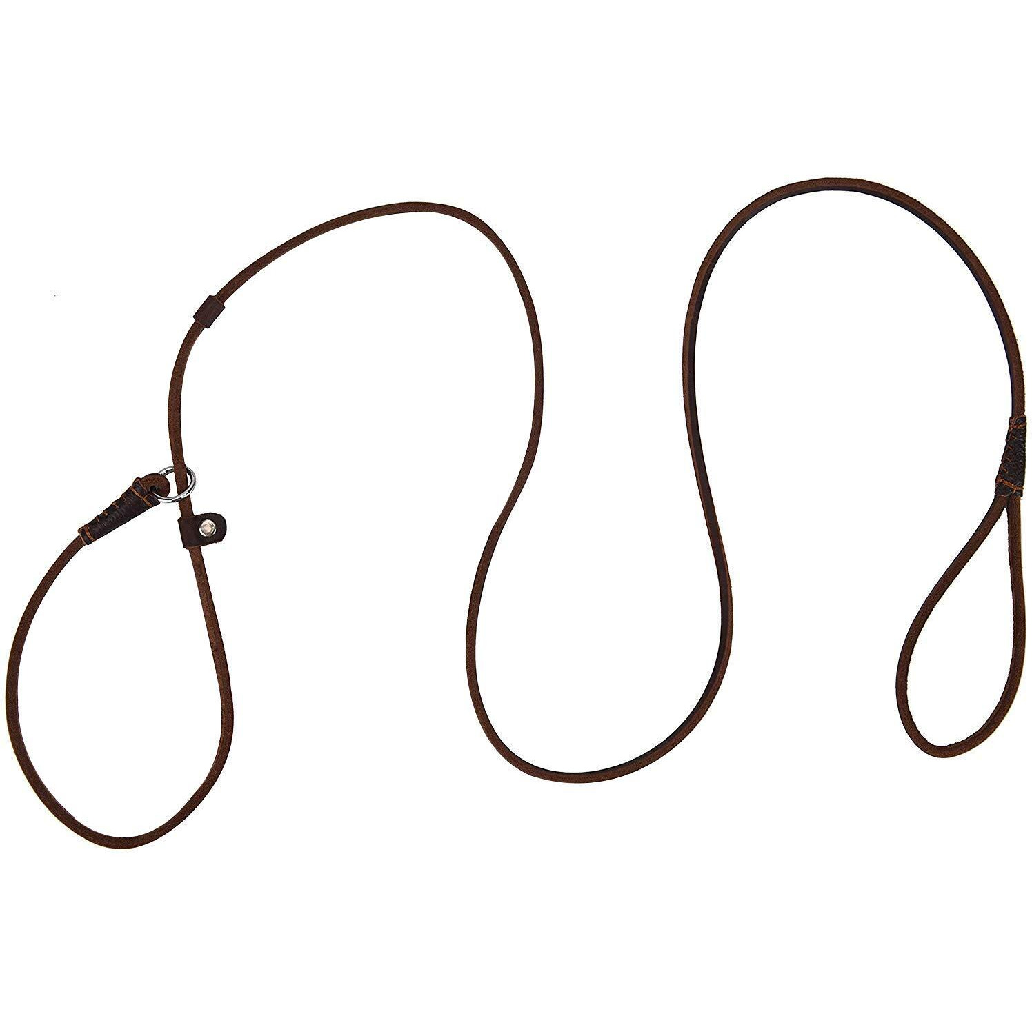 Real Leather Slip Dog Leash For Small Medium Dogs Lightweight Thin But Sturdy Adjustable Slip Lead Dog Leash Soft And Slim 5 Ft X 1/5 Inch