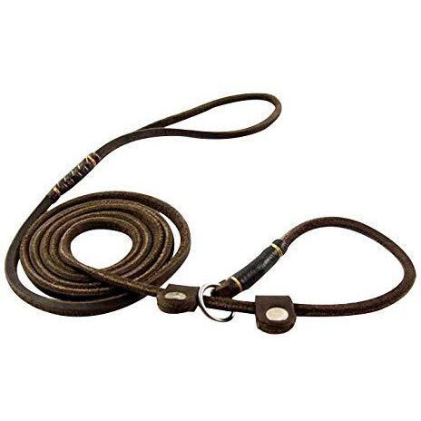 Real Leather Slip Dog Leash For Small Medium Dogs Lightweight Thin But Sturdy Adjustable Slip Lead Dog Leash Soft And Slim 5 Ft X 1/5 Inch