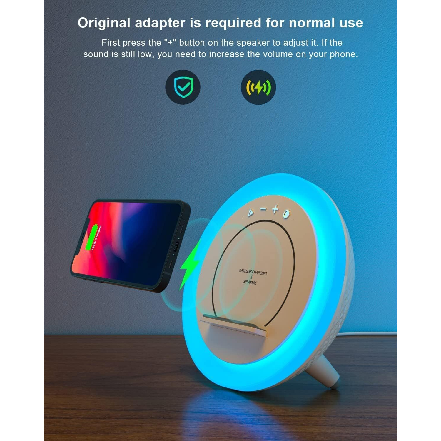 Sidvar Bluetooth Speaker Night Lightsr,Wireless Charging Modern Speaker,Best Teenage Birthday Gift Ideas Tween Girls Gifts/Please Use The Original Adapter