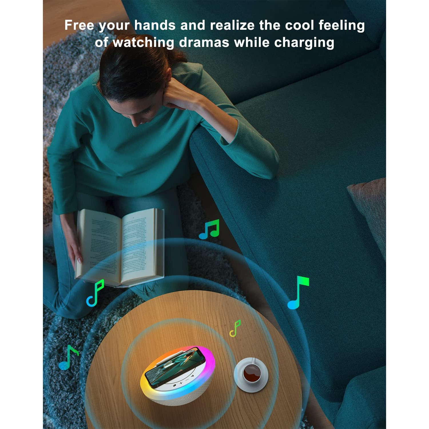 Sidvar Bluetooth Speaker Night Lightsr,Wireless Charging Modern Speaker,Best Teenage Birthday Gift Ideas Tween Girls Gifts/Please Use The Original Adapter