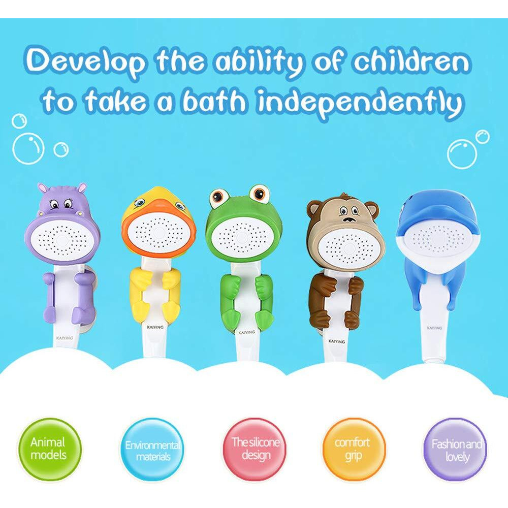Kaiying Children's Handheld Shower Head,Cartoon Water Flow Spray Shower Head Baby Kids Toddler Bath Bathing Accessories (JShowerhead(Froggie)+Hose+Diverter)