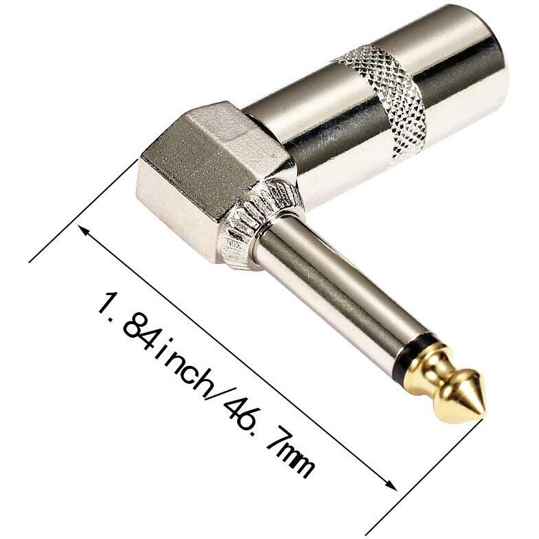 Hsp-Hswiti Audio 1/4"" 90 Degree Right Angle Plug, 6.35Mm Heavy Duty Ts Mono Male Solder Jack Connector For Speaker/Guitar/Microphone Cables - 5Pack