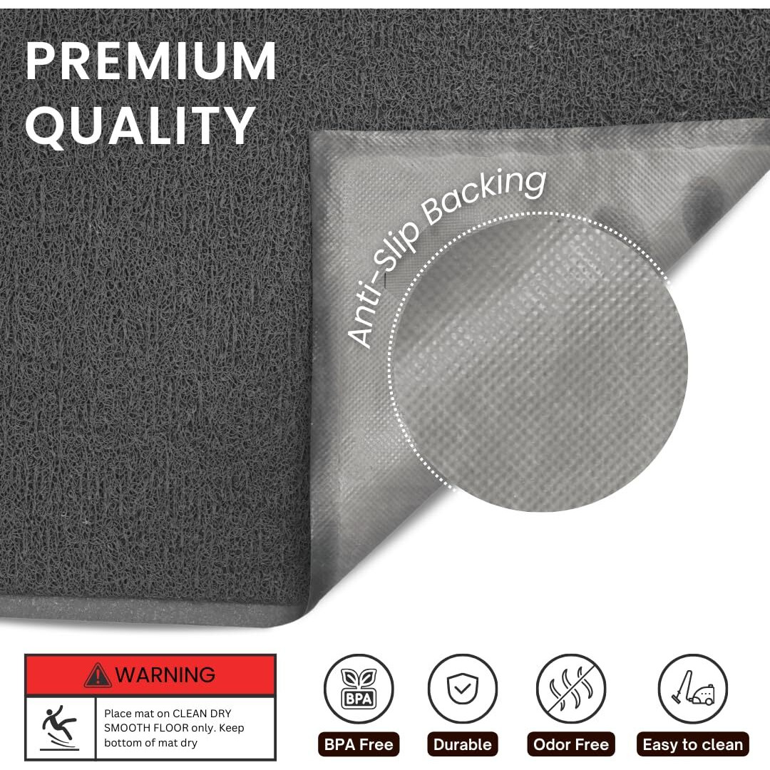Andalus Medium Cat Litter Mat, Pack Of 1 - Waterproof, Non-Slip & Easy To Clean Cat Litter Box Mat For Extra Efficient Pet Litter-Trapping, Grey (23.5    X 15.75   )