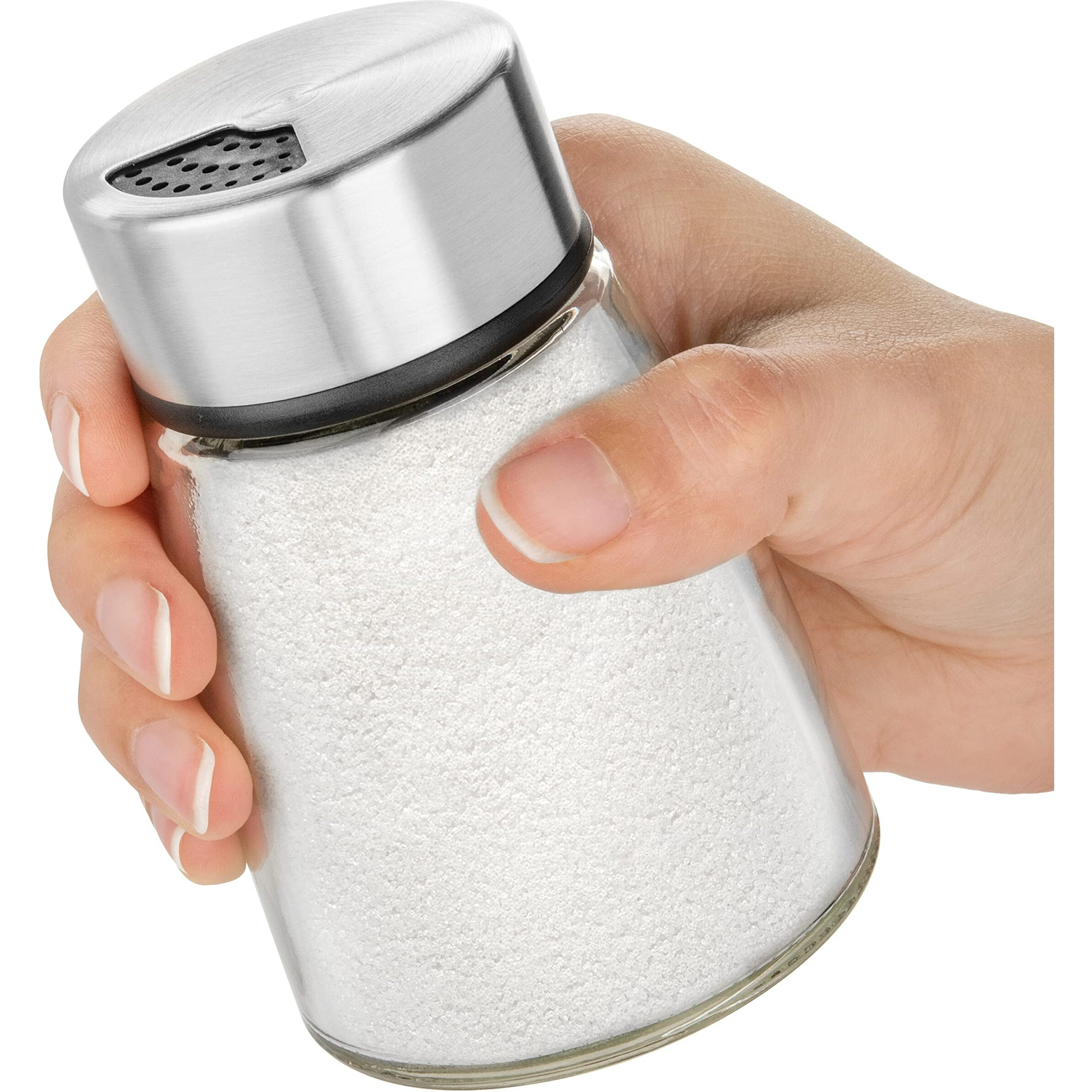 Salt Shaker Or Pepper Shaker With Adjustable Pour Holes - Stainless Steel Spice Dispenser - Perfect For Pink Himalayan, Table Salt, Black And White Pepper