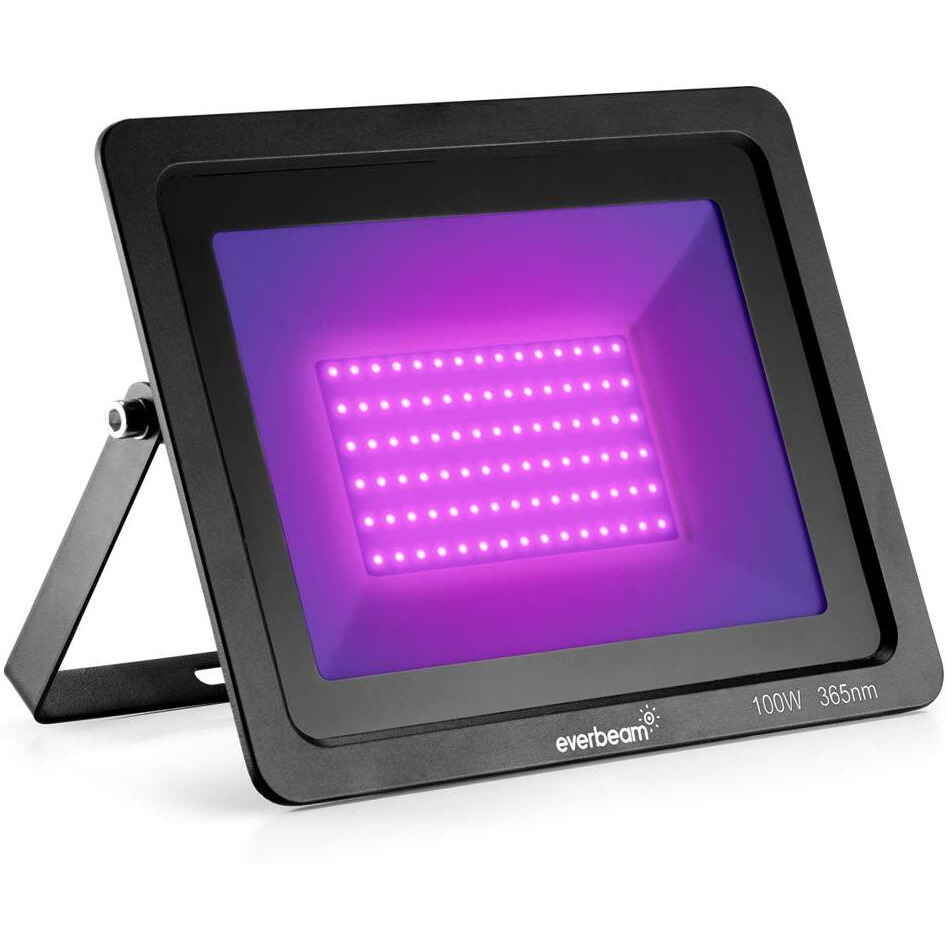 Everbeam 365Nm 100W Uv Led Black Light - High Performance Led Bulbs, Ip66 Waterproof - Ultraviolet Flood Lighting For Aquarium, Indoor Or Outdoor Parties, Stage - Party Supplies, Halloween Decorations