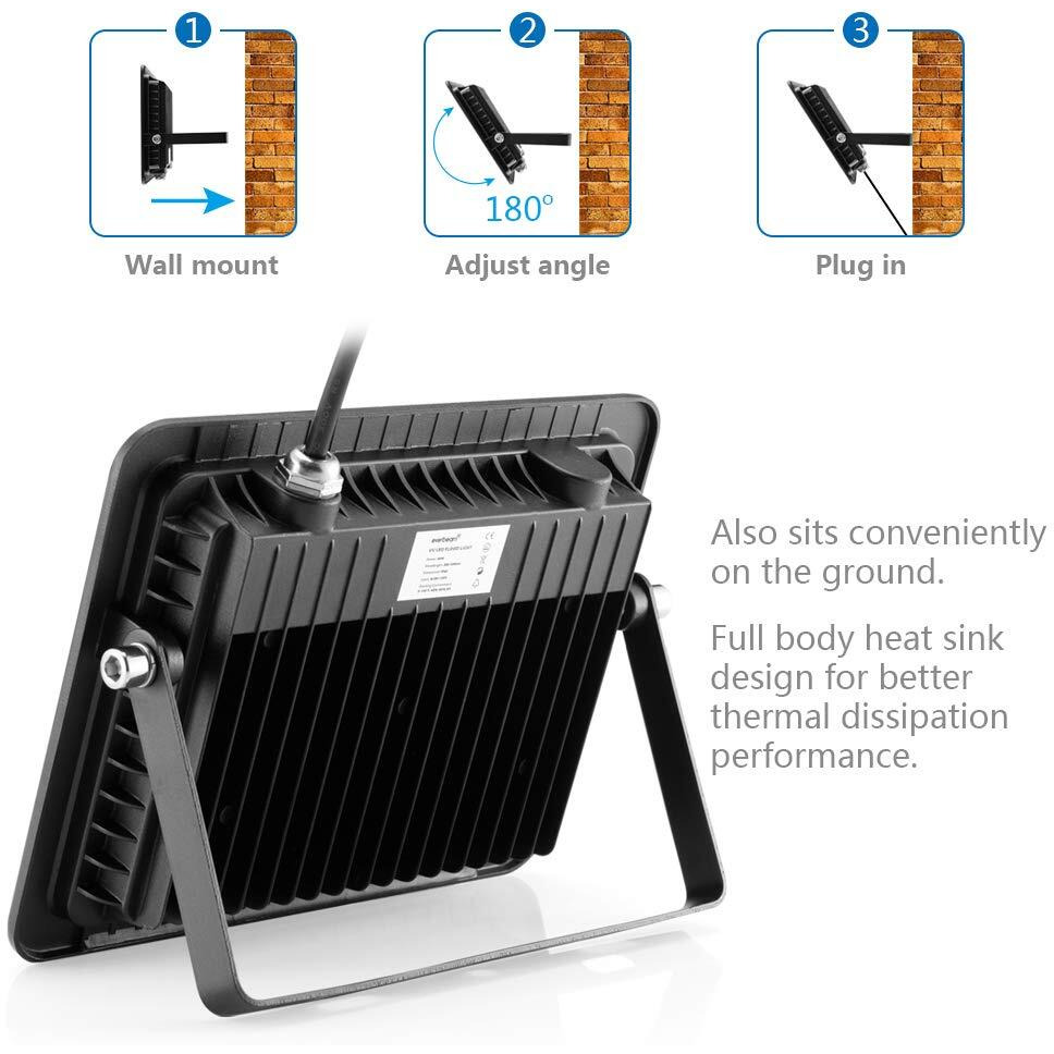 Everbeam 365Nm 100W Uv Led Black Light - High Performance Led Bulbs, Ip66 Waterproof - Ultraviolet Flood Lighting For Aquarium, Indoor Or Outdoor Parties, Stage - Party Supplies, Halloween Decorations