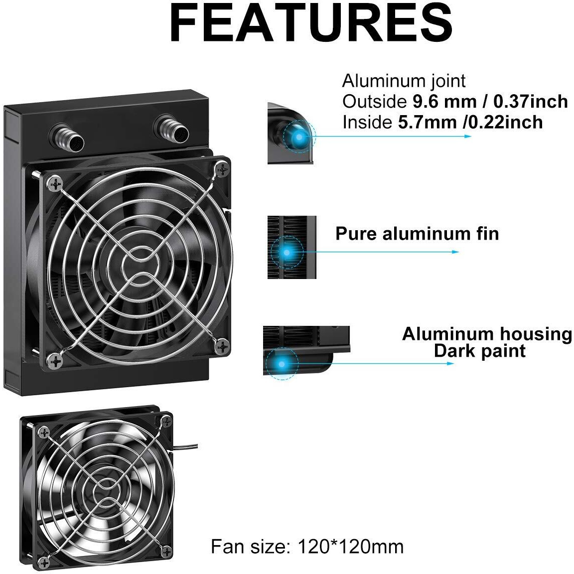 Clyxgs Water Cooling Radiator,12 Pipe Aluminum Heat Exchanger Radiator With Fan For Pc Cpu Computer Water Cool System Dc12V 120Mm Black