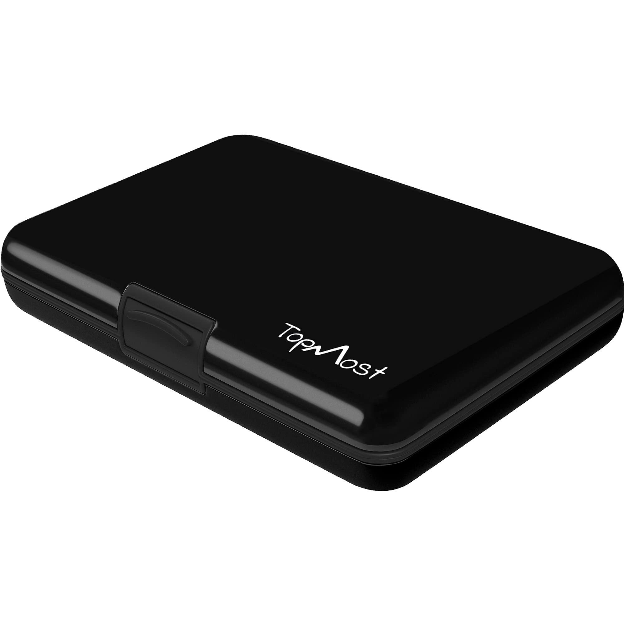 Topmost Aluminum Wallet, Card Case Wallet, Metal Rfid Credit Card Holder For Men & Women, 6 Cotton Slots For 12 Cards And Bills, Rfd Protective (Black)