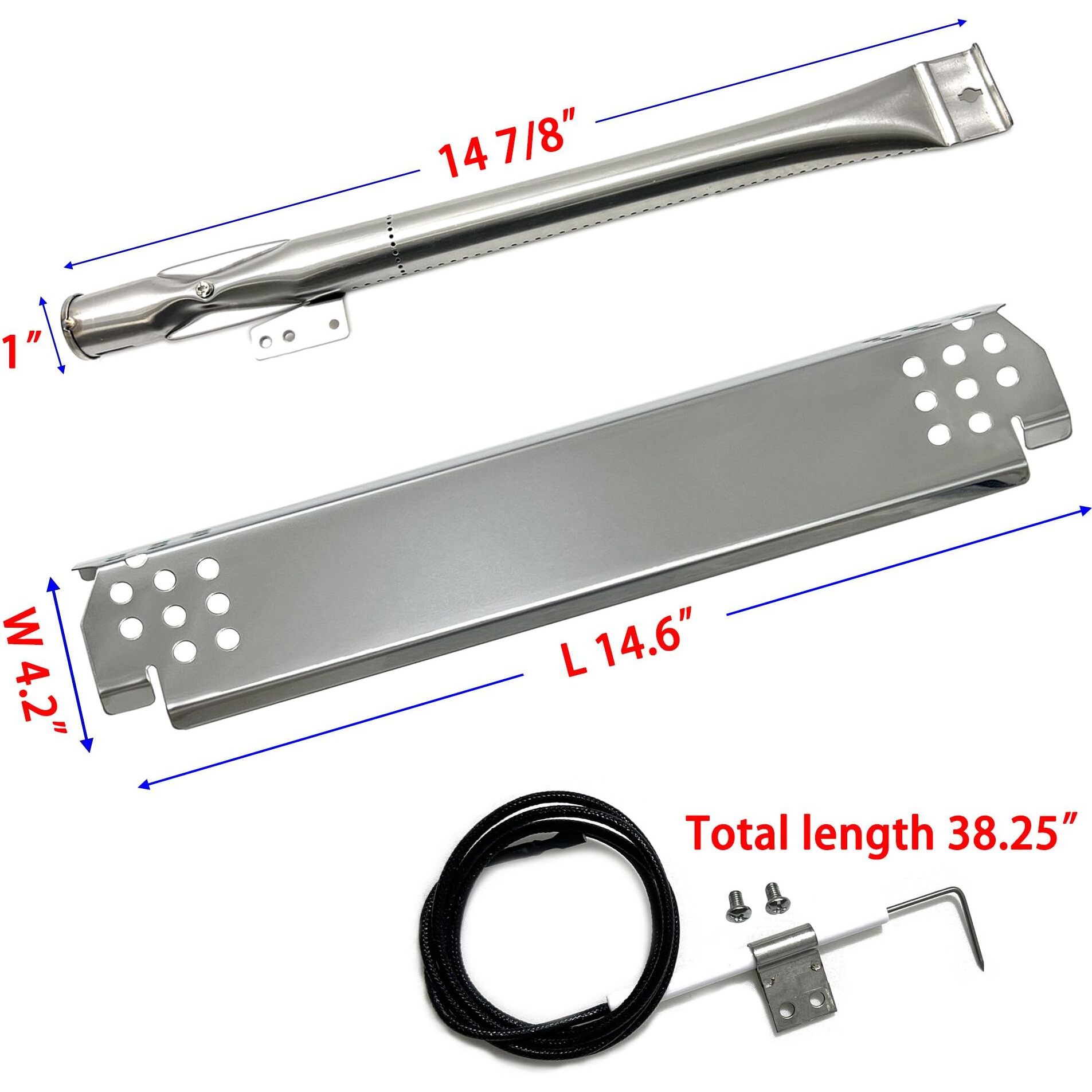 Direct Store Parts Dg262 Grill Burner 14 7/8"", Heat Plates 14.6"" X 4.2"", Igniter Kit Fits For Nexgrill 720-0830H,720-0888N/S,720-0783E,720-0830X, For Home Depot Nexgrill 4 Burner 720-0830H