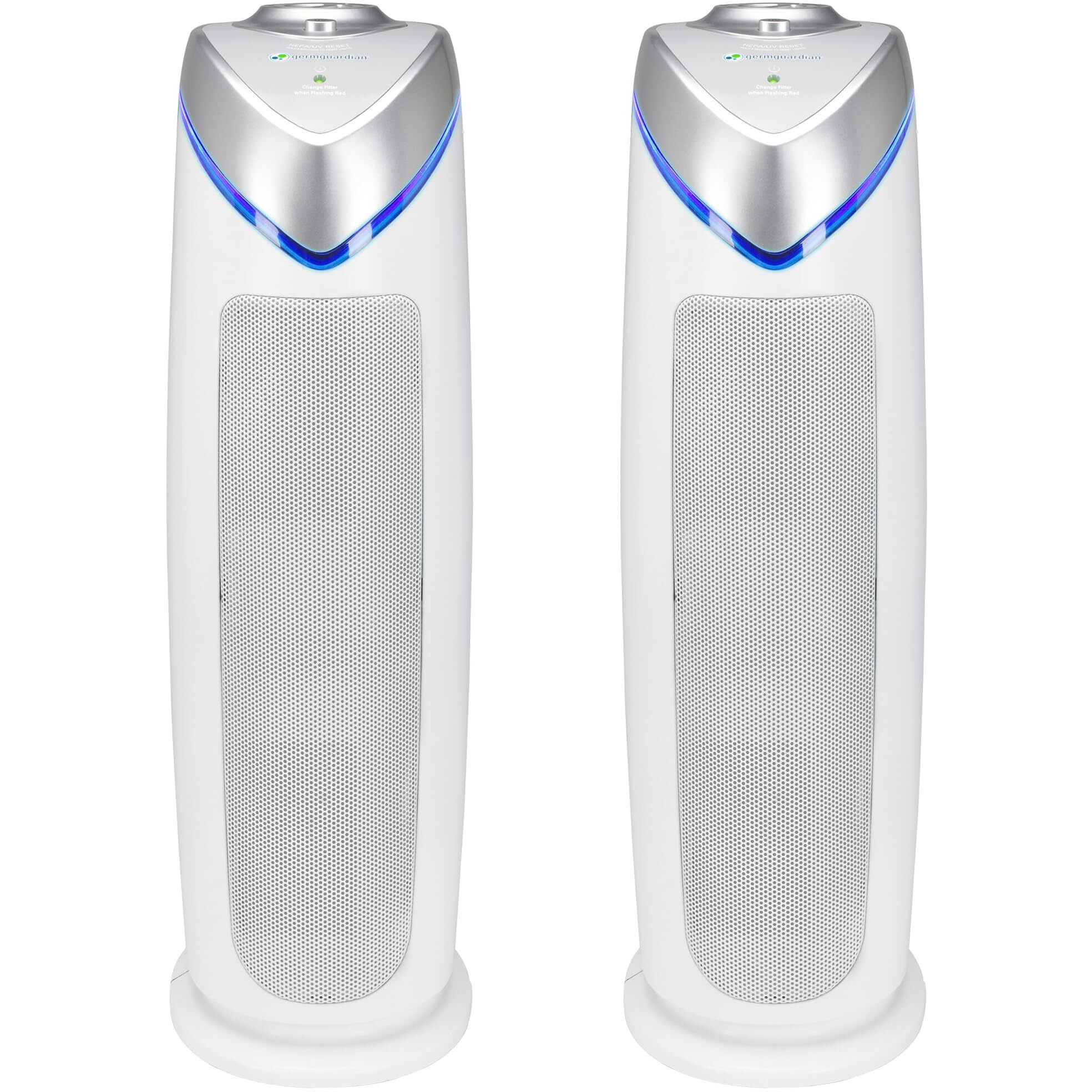 Germguardian Air Purifier With Hepa 13 Filter, Removes 99.97% Of Pollutants, Covers 743 Sq. Foot Room In 1 Hour, Uv-C Light Helps Reduce Germs, 22 Inch, 2-Pack, White, Ac4825W2Pk