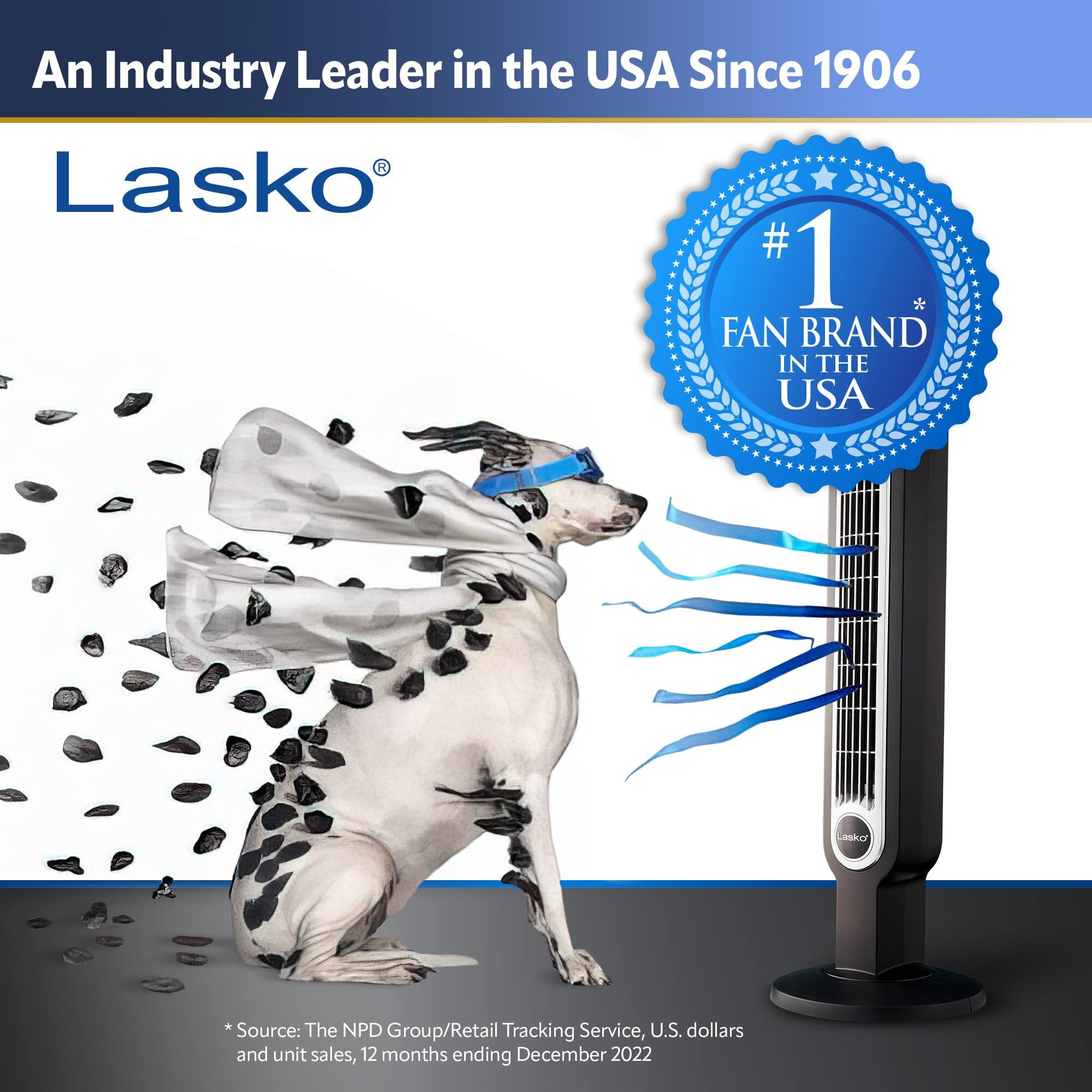 Lasko Oscillating Tower Fan, Nighttime Setting, Remote Control, Portable, Timer, For Bedroom, Home And Office, 3 Quiet Speeds, 42.5"", Silverwood, T42954, Woodgrain And Grey