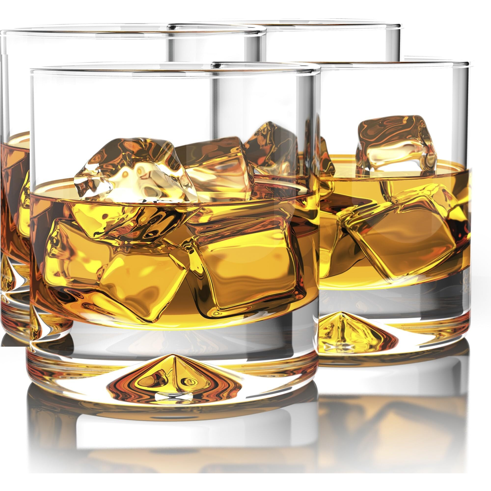 Mofado. Crystal Old Fashioned Whiskey Glasses - 10Oz (Set Of 4) - Perfect Weight And Sturdy/Barware For Scotch, Bourbon, Manhattans, Old Fashioned Cocktails - Birthday Valentine's Gift For Him