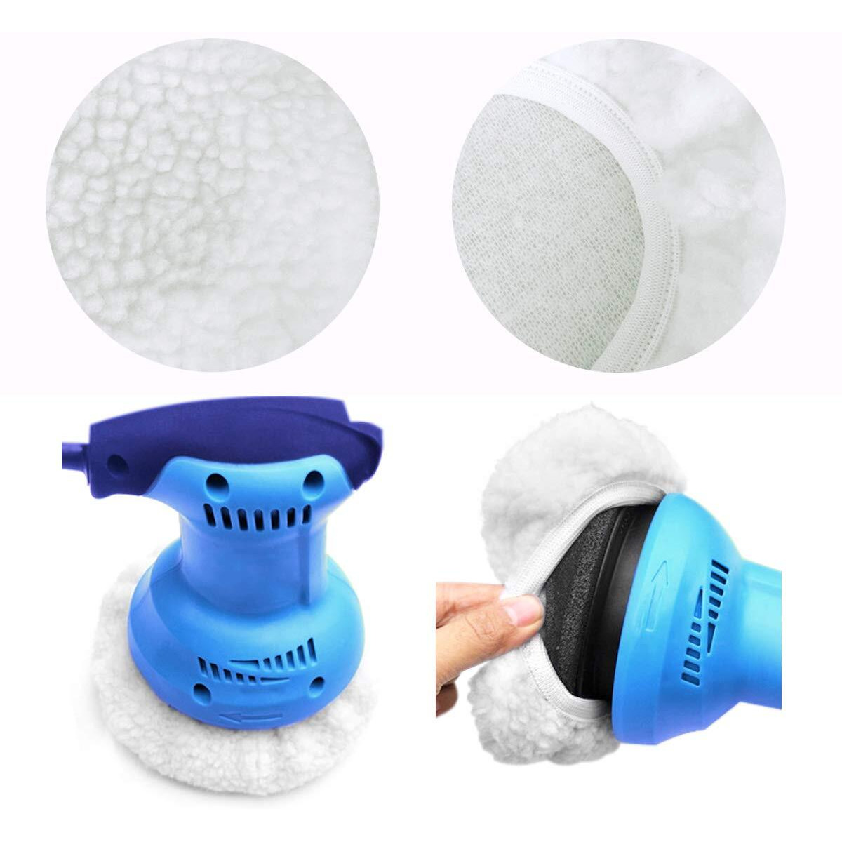 Kingbra 5Pcs Car Polisher Pad Bonnet (9 To 10 Inches), Soft Microfiber Polishing Bonnet Buffing Pad Cover, Car Waxing Bonnet Waxer Pads For Car Polisher