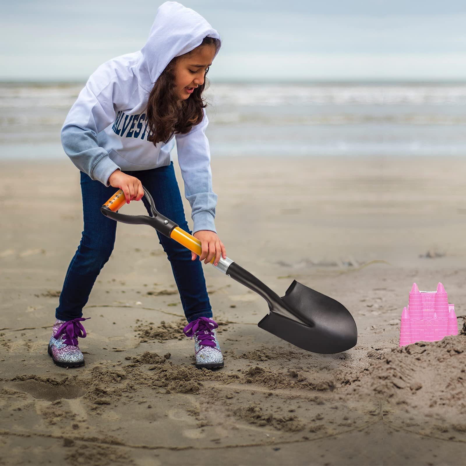 Small Garden Shovel Mini Kids Digging Shovel With Overall Length 28 Inches Shovel For Digging, Beach Shovels. Gardening Tools With D-Handel