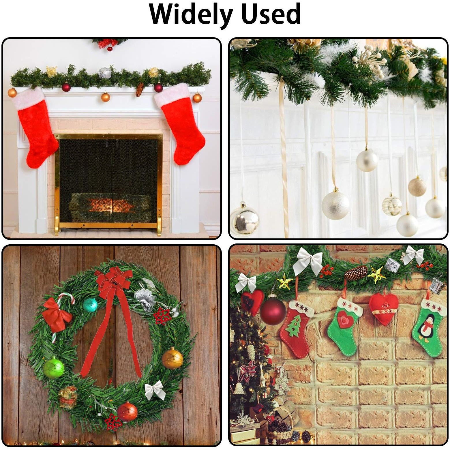 Singare 50 Feet Christmas Garland, 3 Strands Artificial Pine Garland Soft Greenery Garland, Suitable For Christmas Decorations, Green Non-Lit Soft Holiday Decor For Outdoor Or Indoor