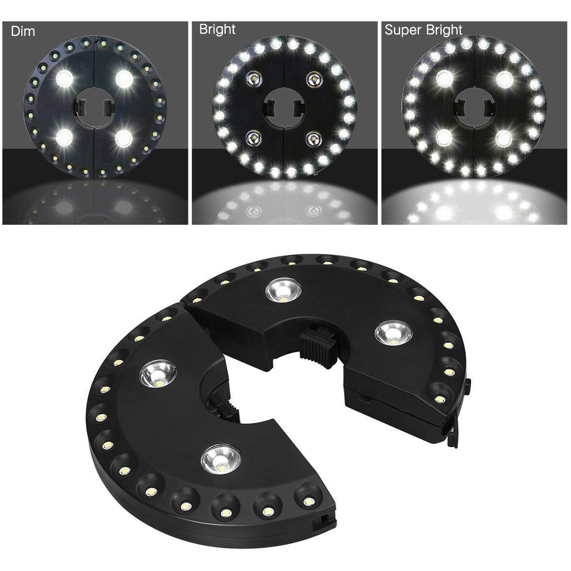 Latme Patio Umbrella Light 3 Brightness Modes Cordless-4 X Aa Battery Operated,Umbrella Pole Light Camping Tents Or Indoor Use