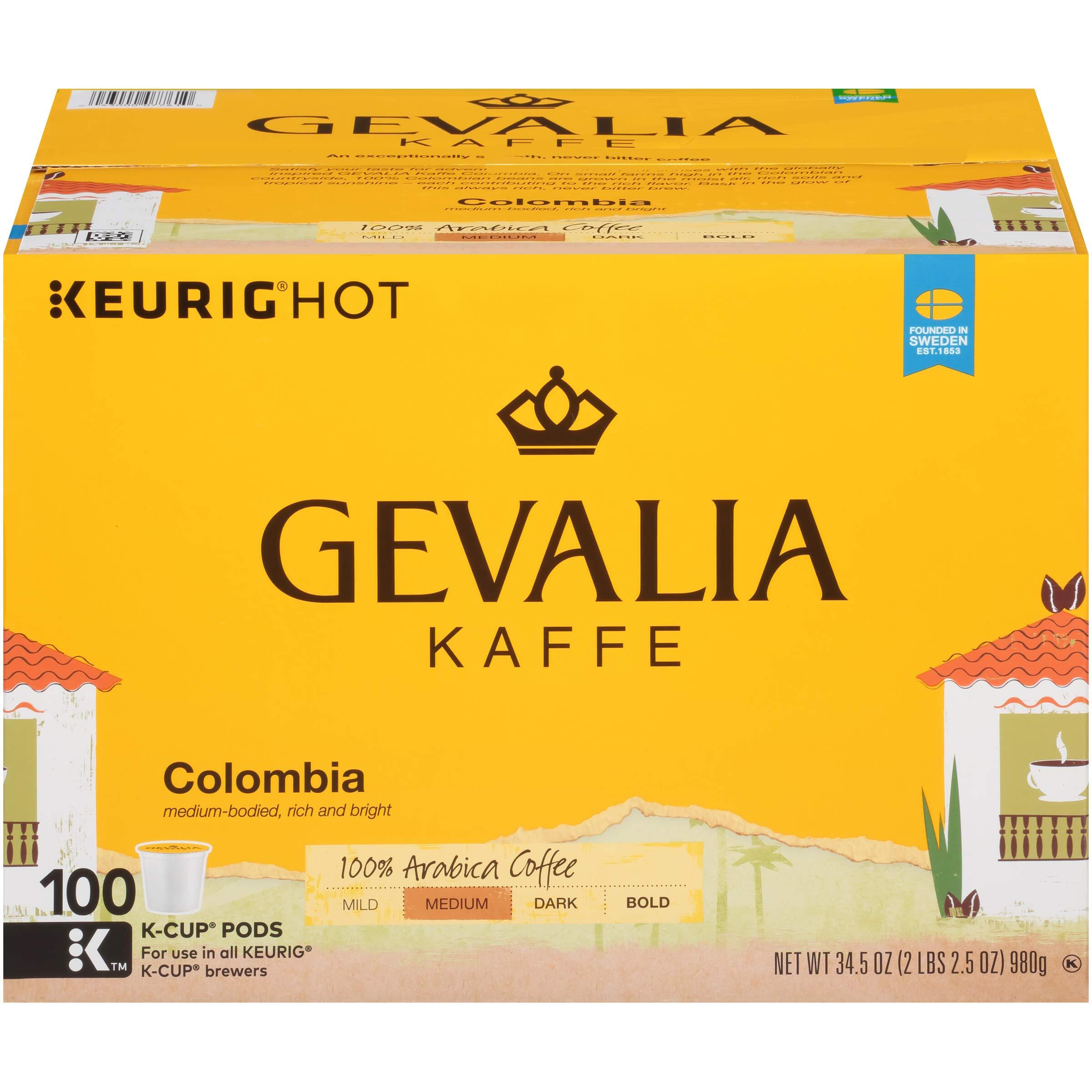 Gevalia Colombia Medium Roast K-Cup Coffee Pods, 100 Ct Box