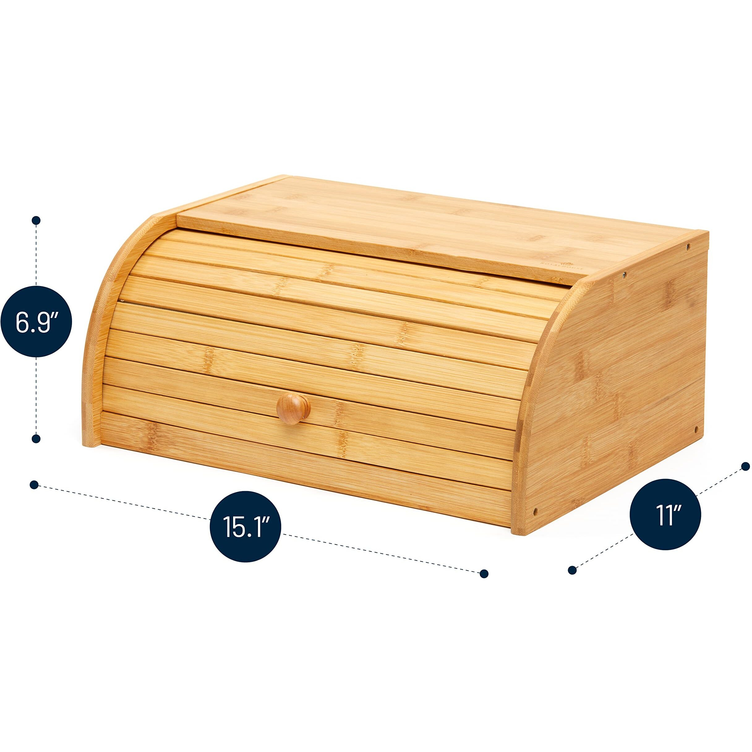 Royalhouse Natural Bamboo Roll Top Bread Box Kitchen Food Storage - Assembly Required